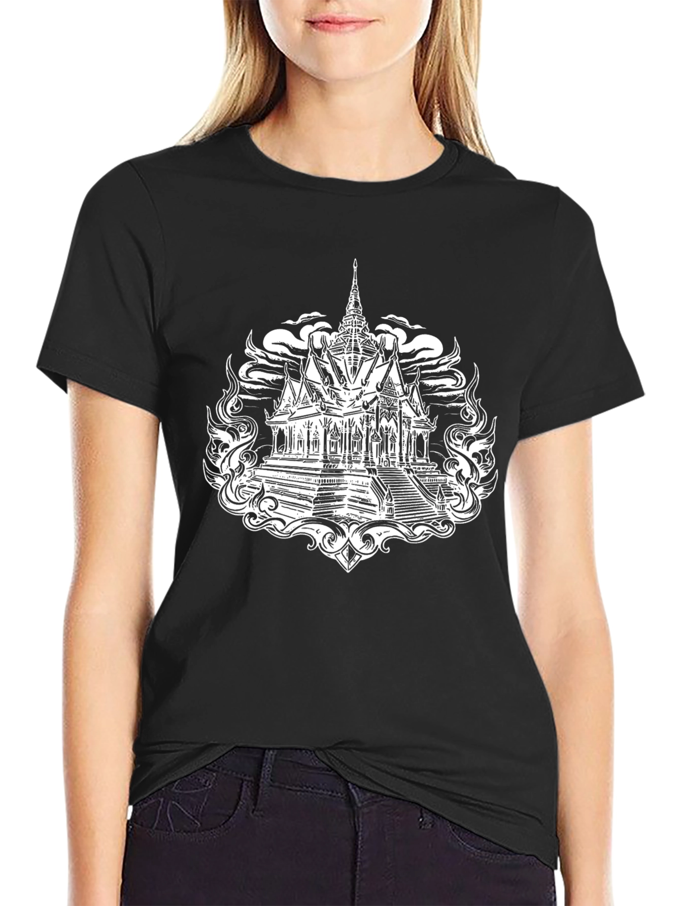 Temple Graphic Tee - Stylish Black T-Shirt