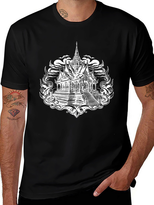 Temple Graphic Tee - Stylish Black T-Shirt