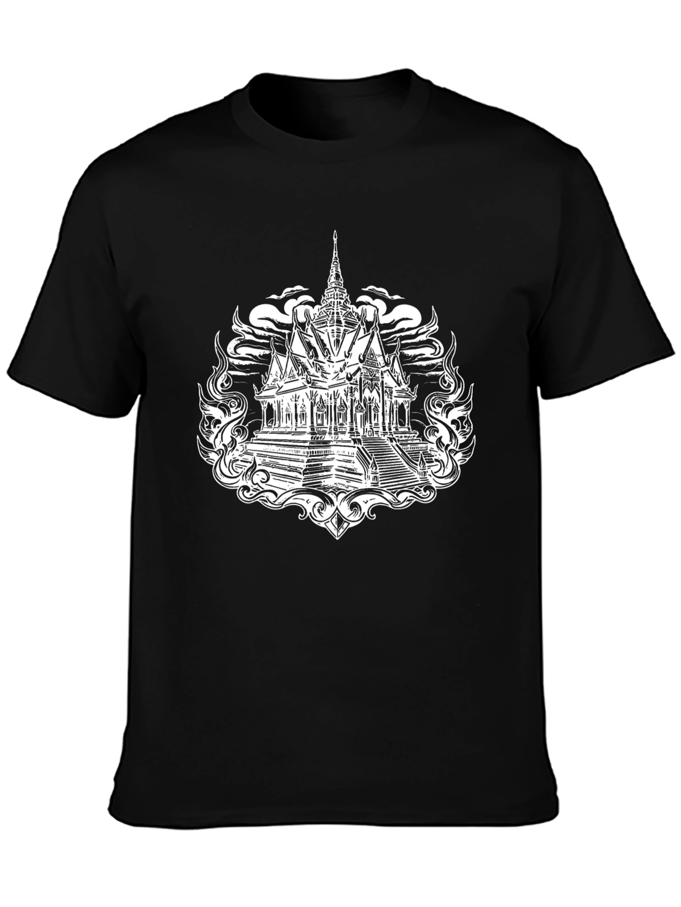 Temple Graphic Tee - Stylish Black T-Shirt