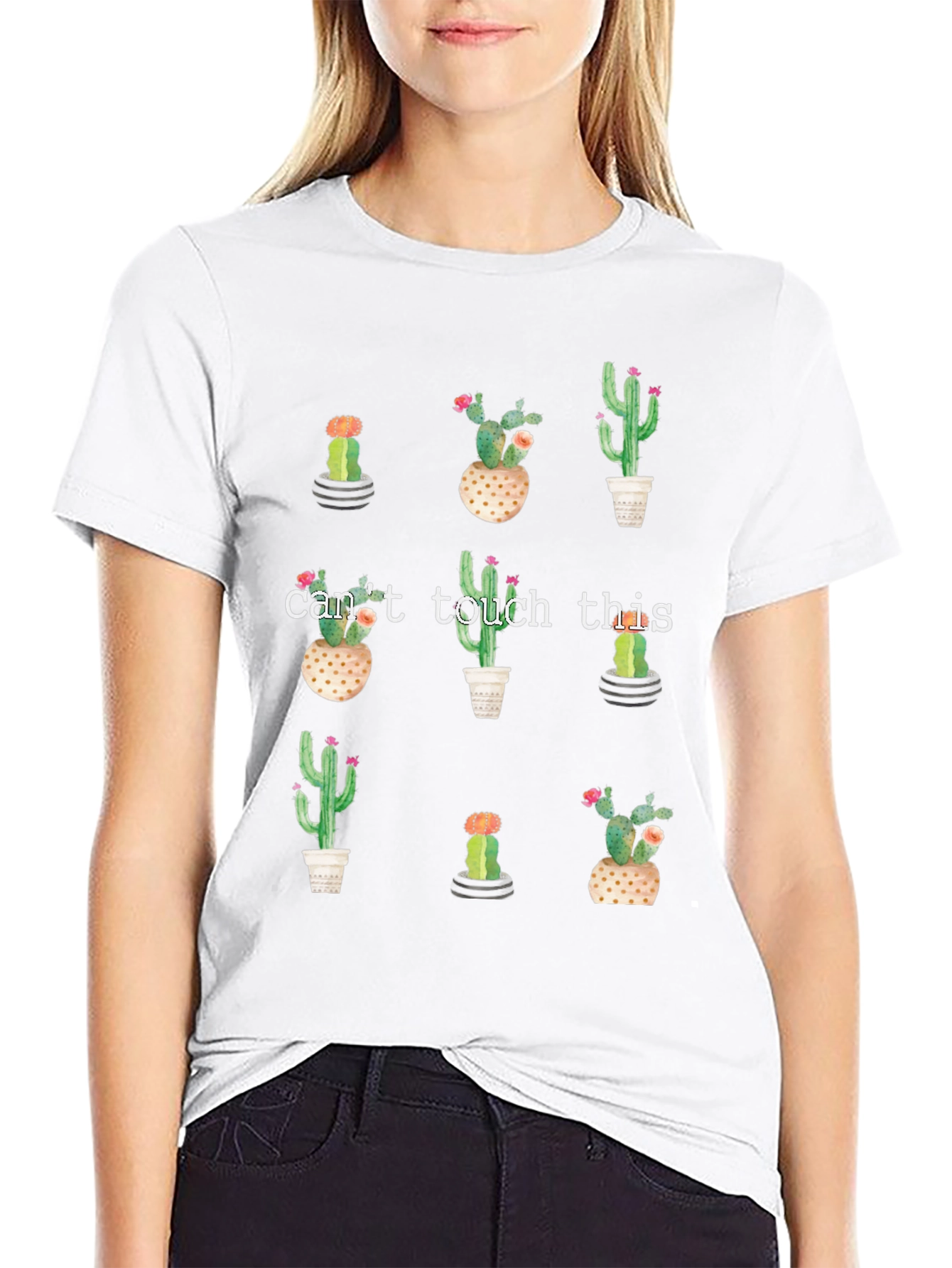 Cactus Print Tee - Cant Touch This Graphic T-Shirt