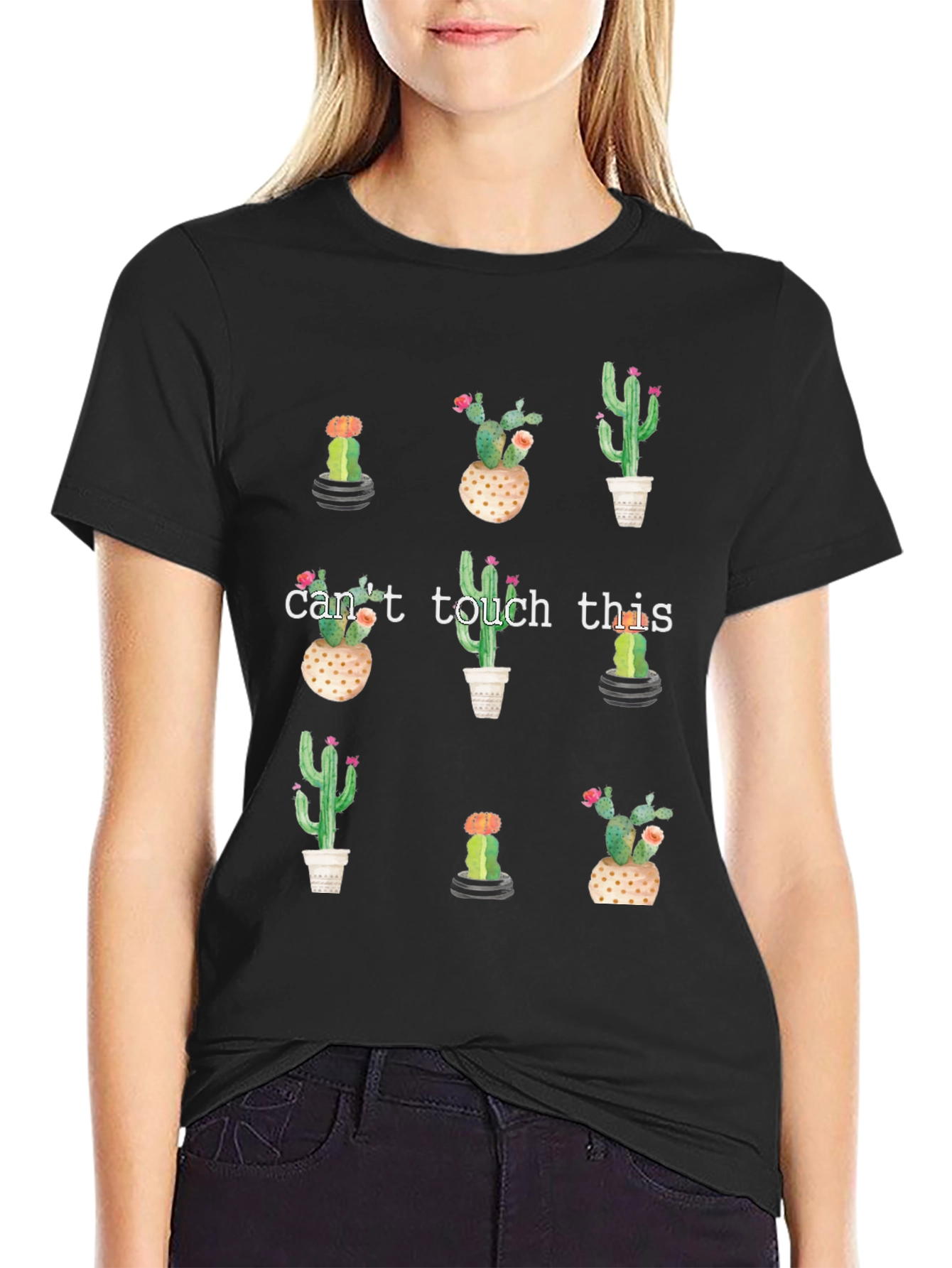 Cactus Print Tee - Cant Touch This Graphic T-Shirt