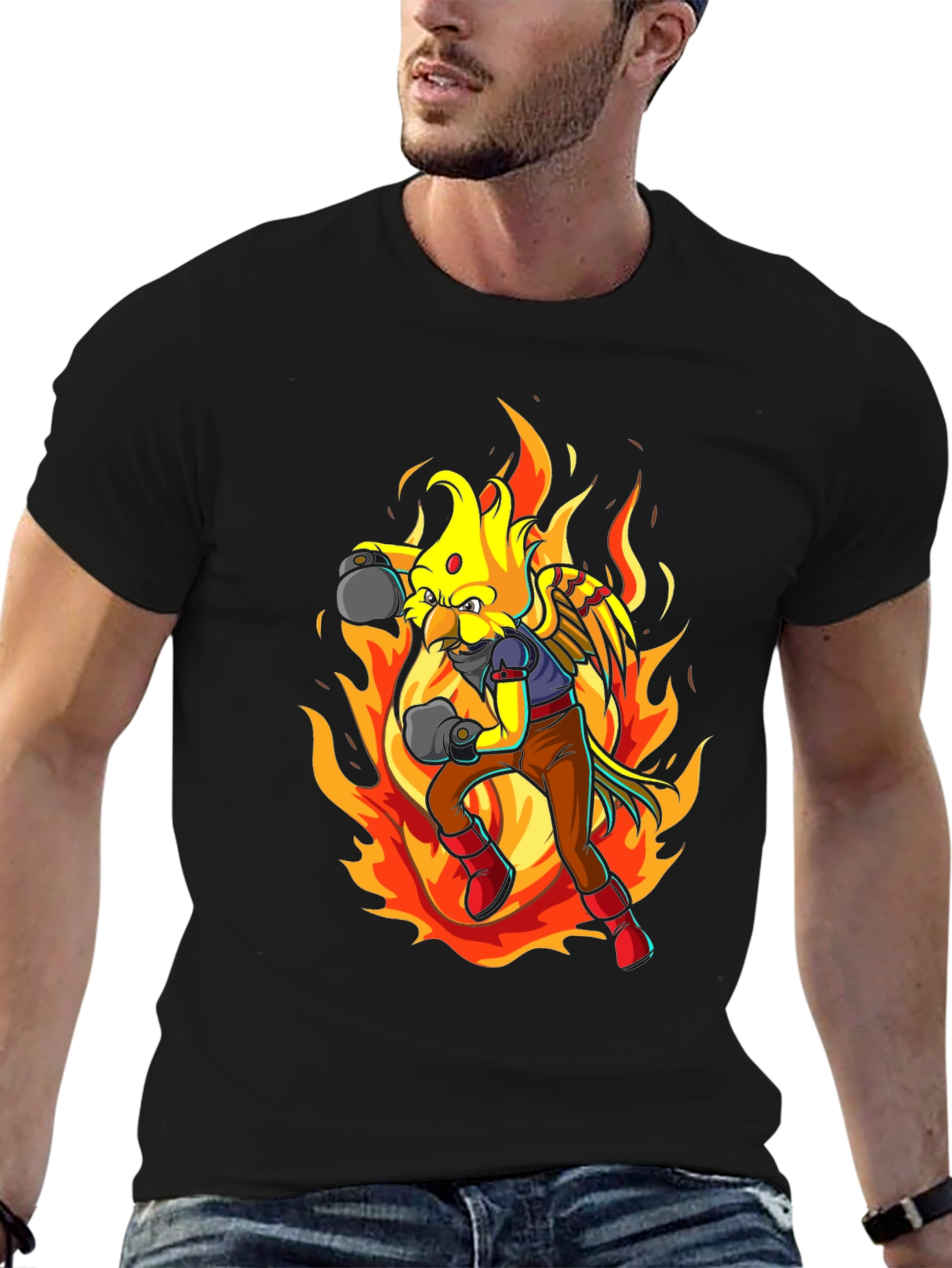 Fiery Bird Boxer T-Shirt - Unique Graphic Tee