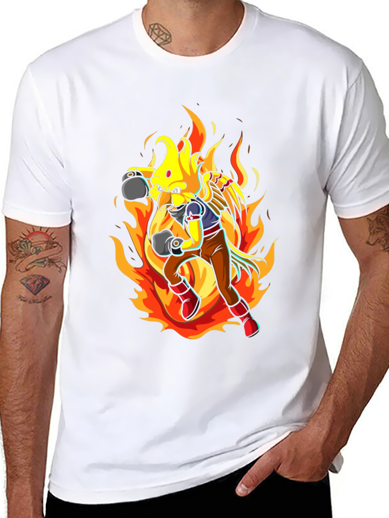 Fiery Bird Boxer T-Shirt - Unique Graphic Tee