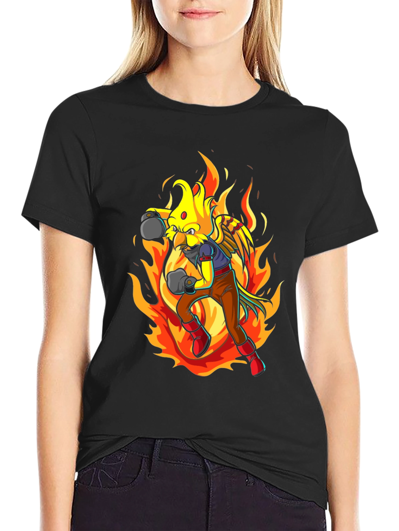Fiery Bird Boxer T-Shirt - Unique Graphic Tee
