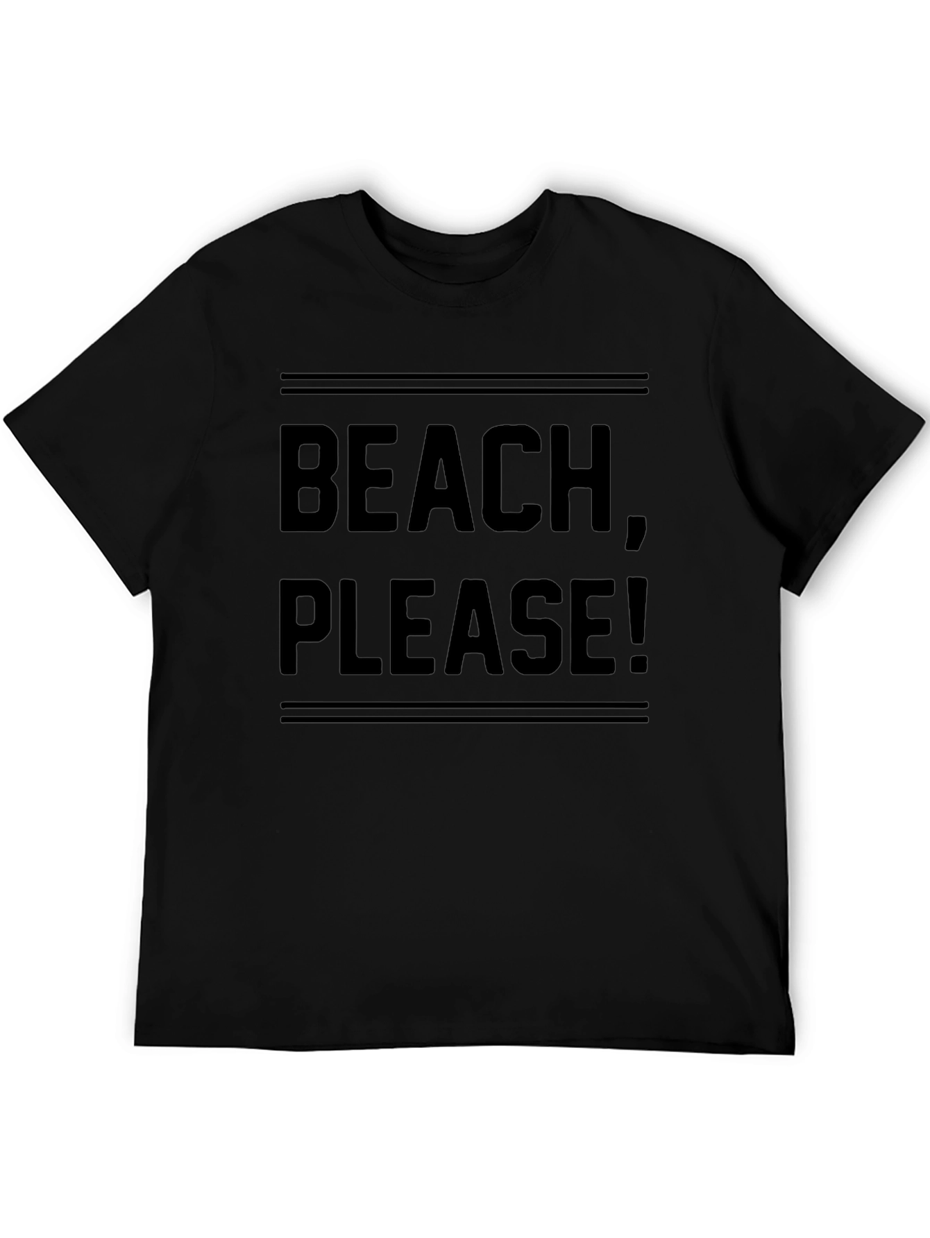 Beach Please! Black Graphic T-Shirt