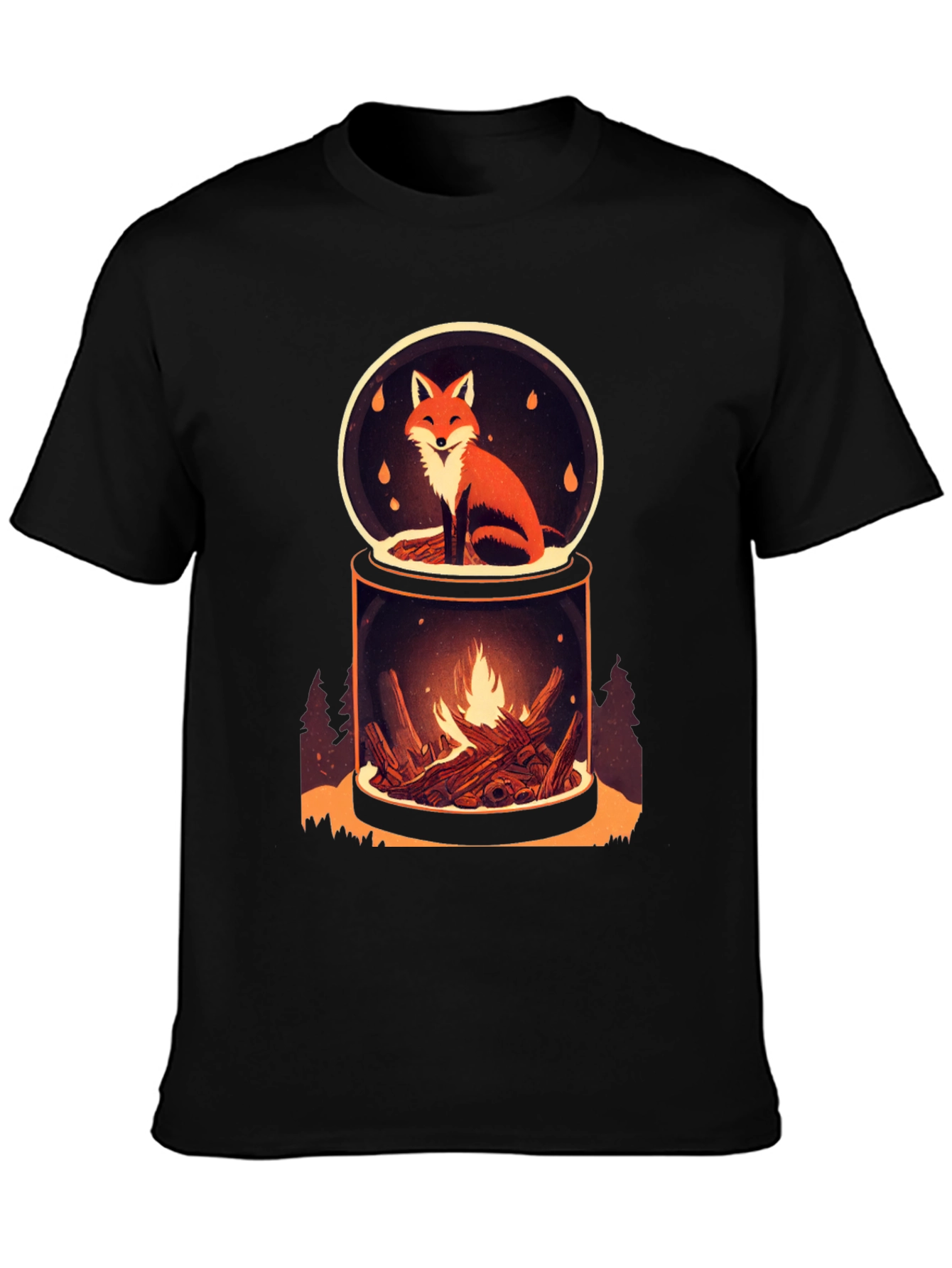 Fox and Fire Snow Globe Graphic Tee