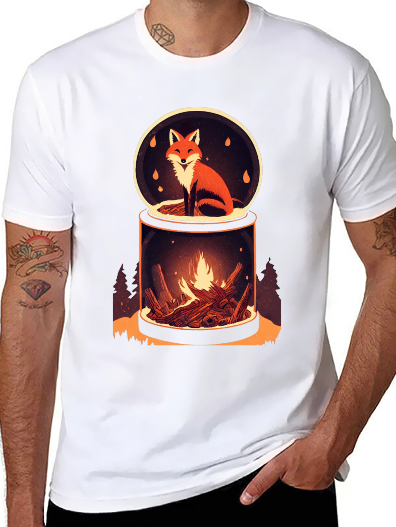 Fox and Fire Snow Globe Graphic Tee