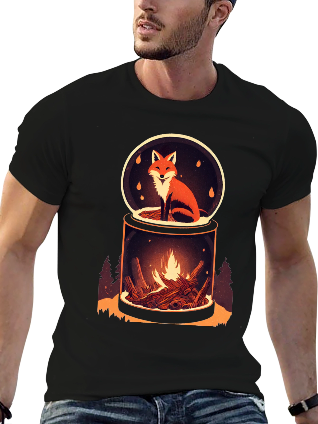 Fox and Fire Snow Globe Graphic Tee
