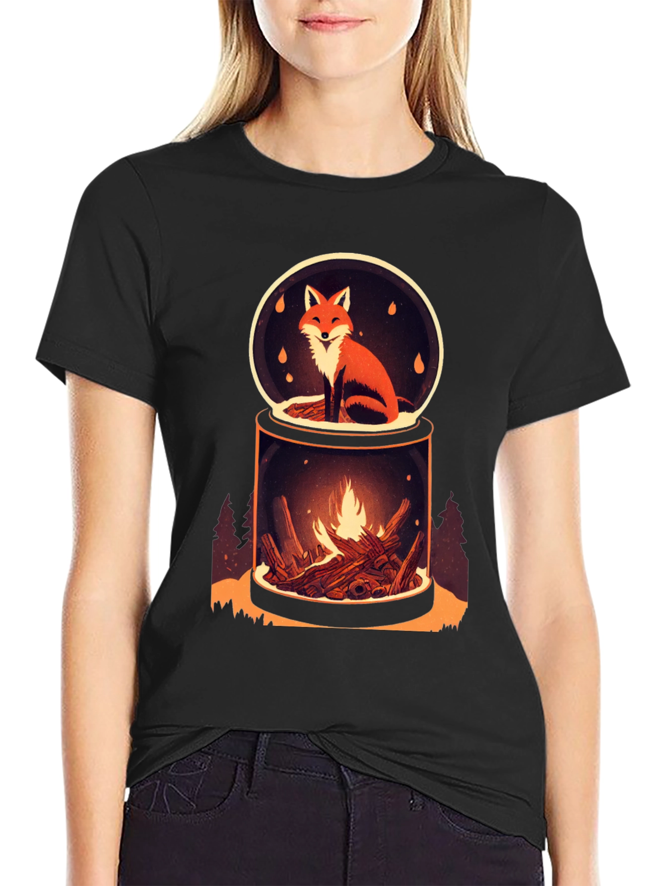 Fox and Fire Snow Globe Graphic Tee