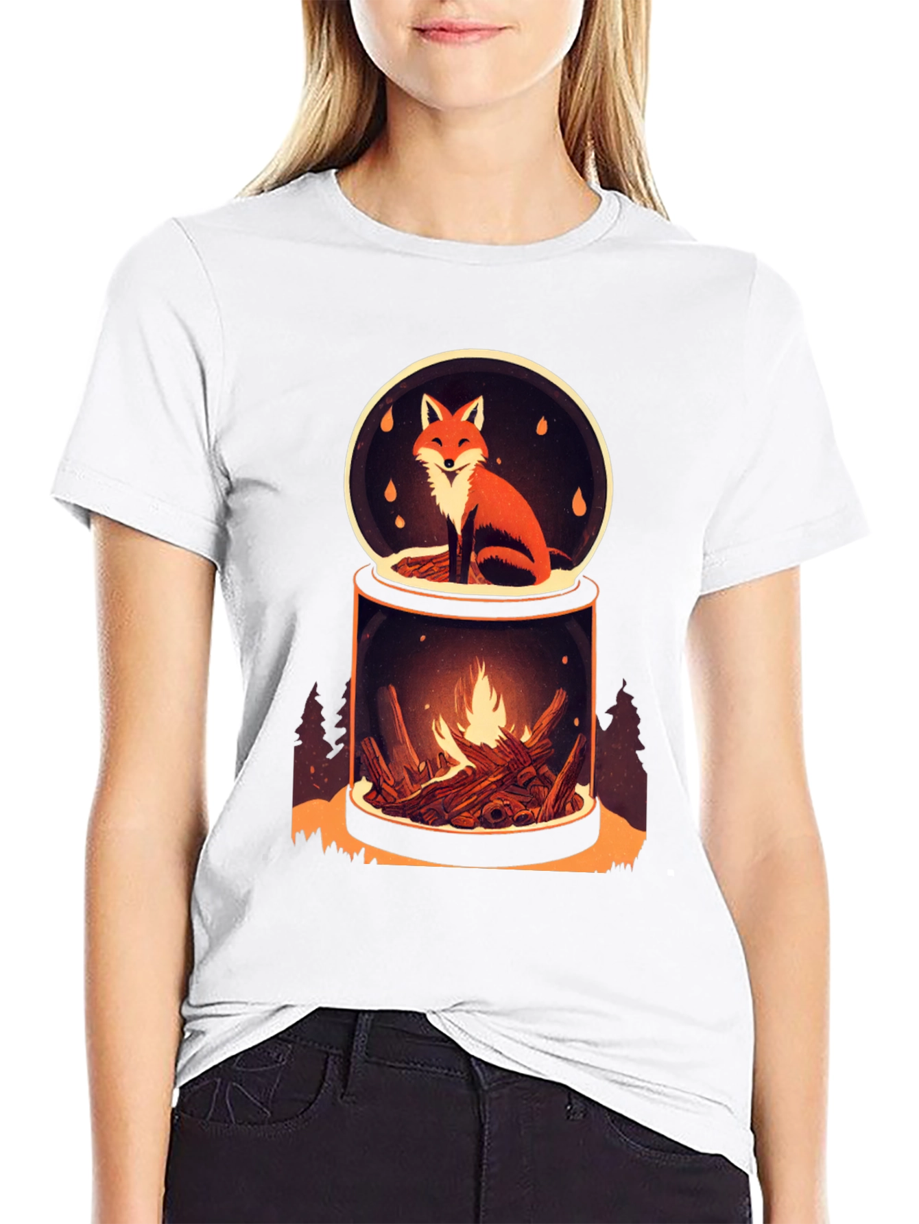 Fox and Fire Snow Globe Graphic Tee