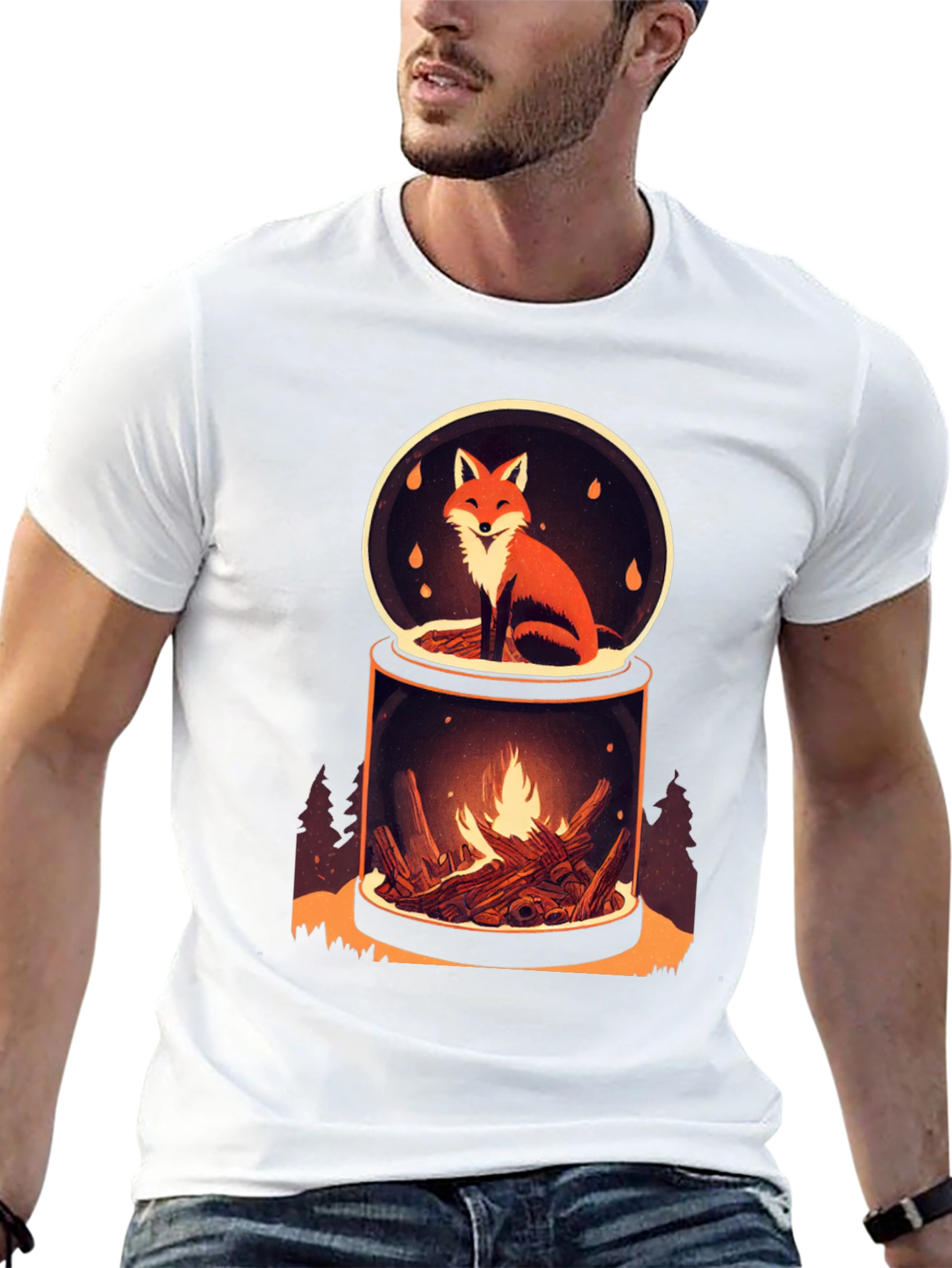 Fox and Fire Snow Globe Graphic Tee