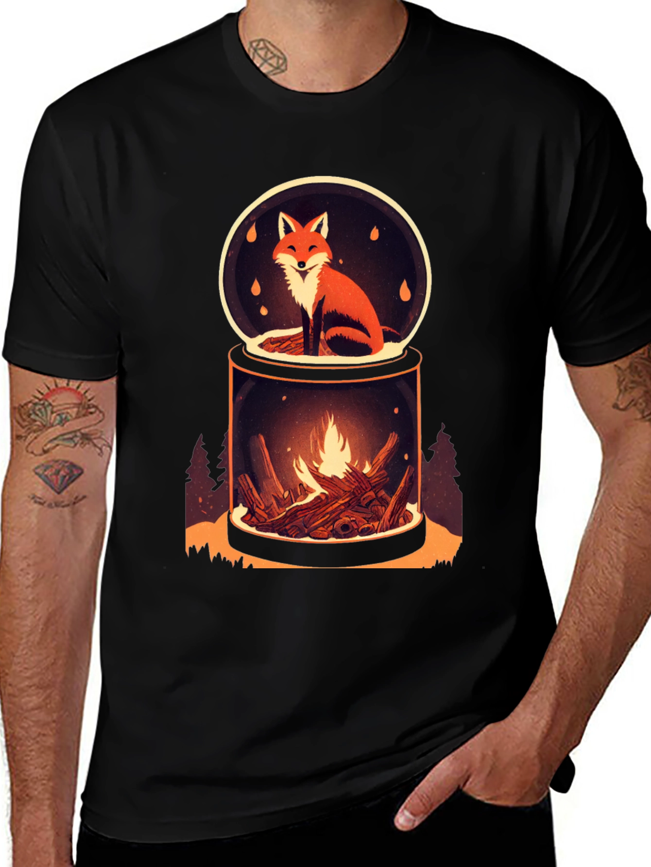 Fox and Fire Snow Globe Graphic Tee