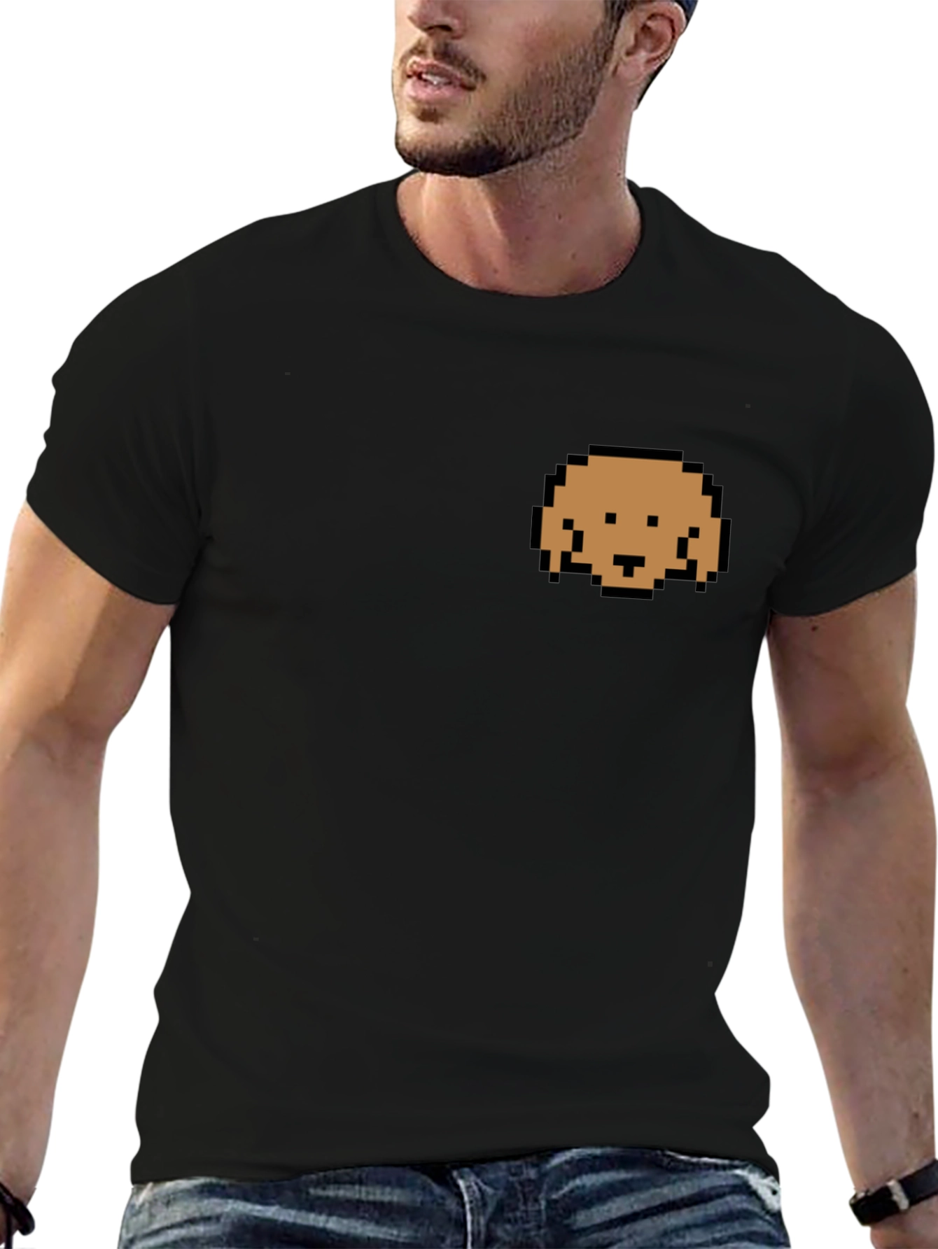Pixel Dog Graphic Black T-Shirt - Casual Comfort