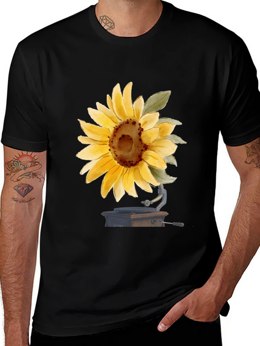 Sunflower Phonograph Black Graphic Tee