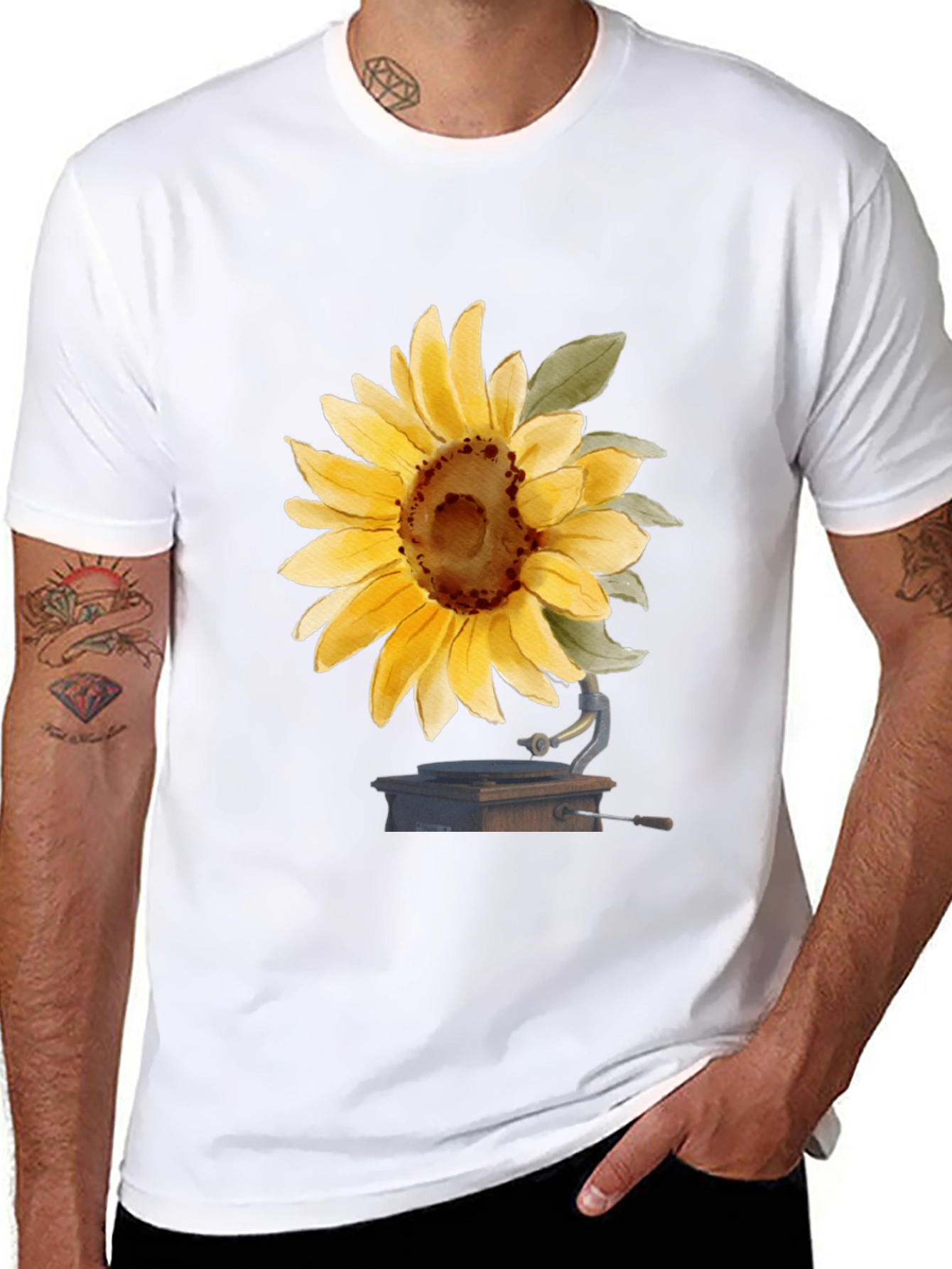 Sunflower Phonograph Black Graphic Tee