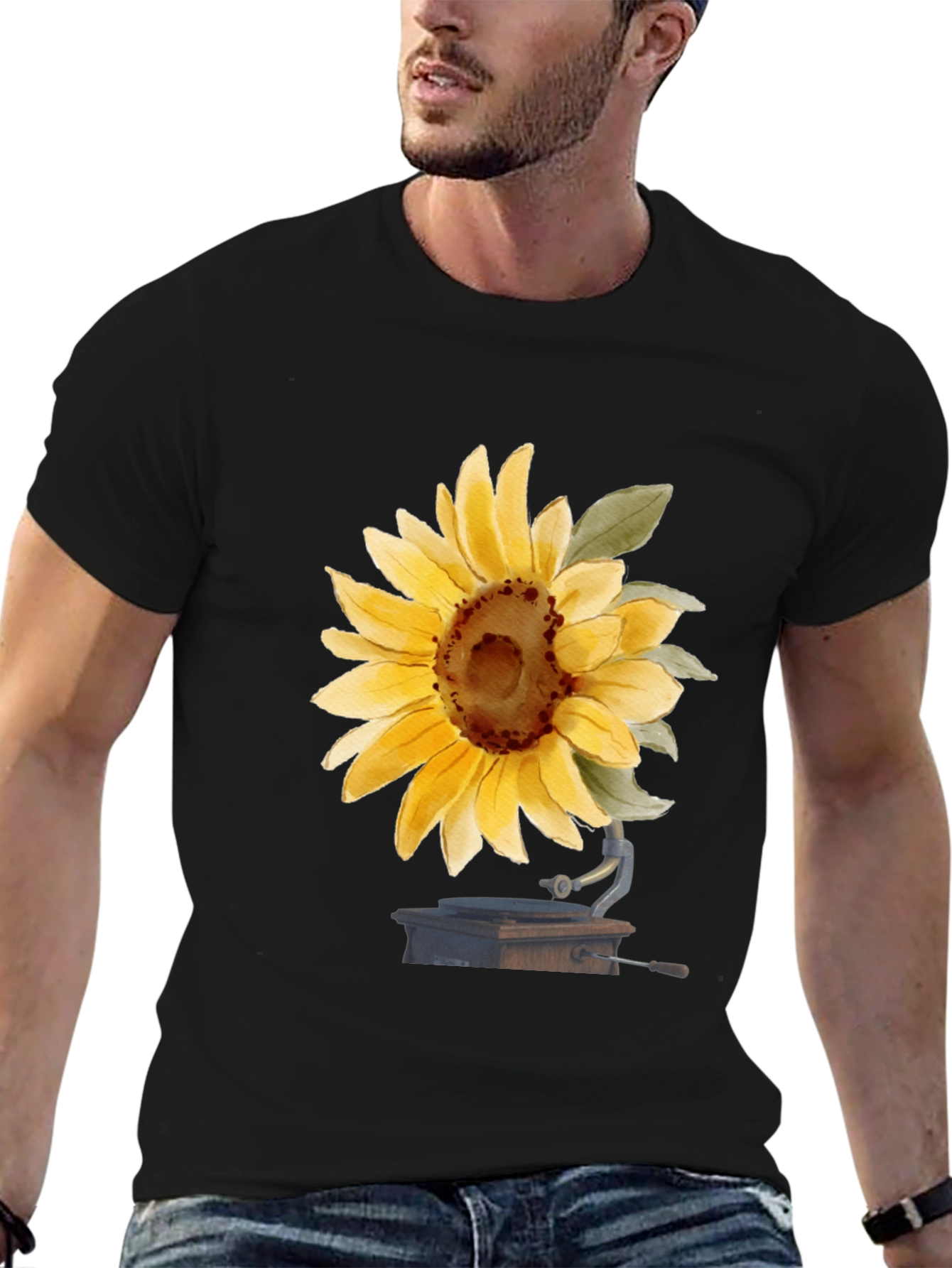Sunflower Phonograph Black Graphic Tee