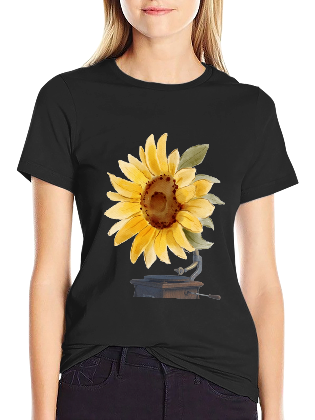 Sunflower Phonograph Black Graphic Tee