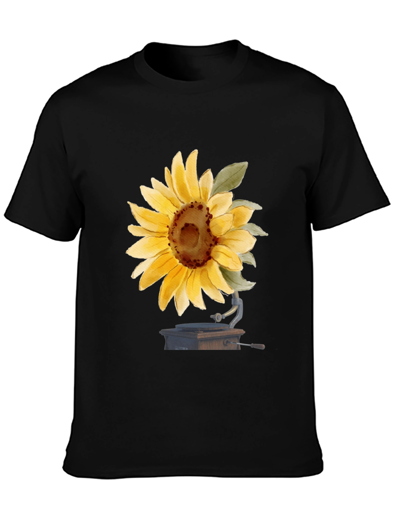 Sunflower Phonograph Black Graphic Tee
