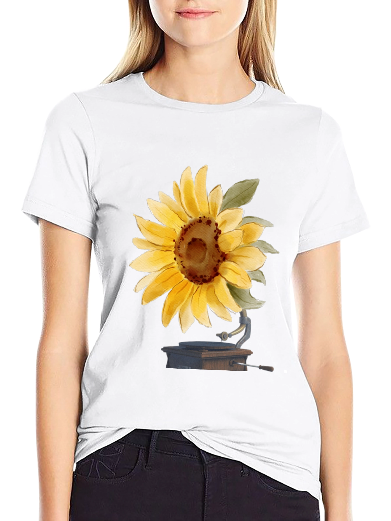 Sunflower Phonograph Black Graphic Tee