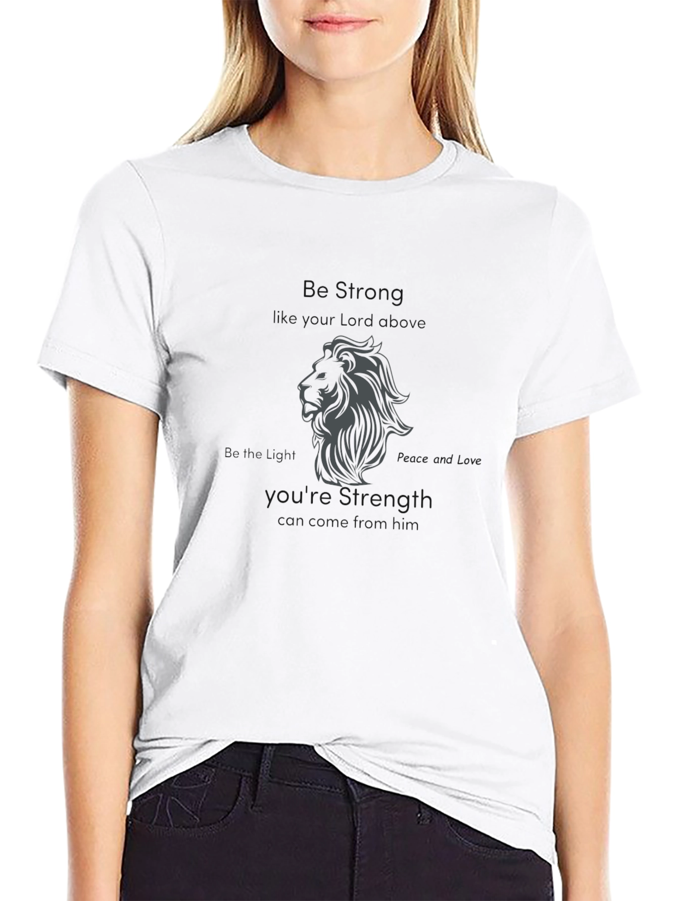 Be Strong Lion Graphic T-Shirt - Black