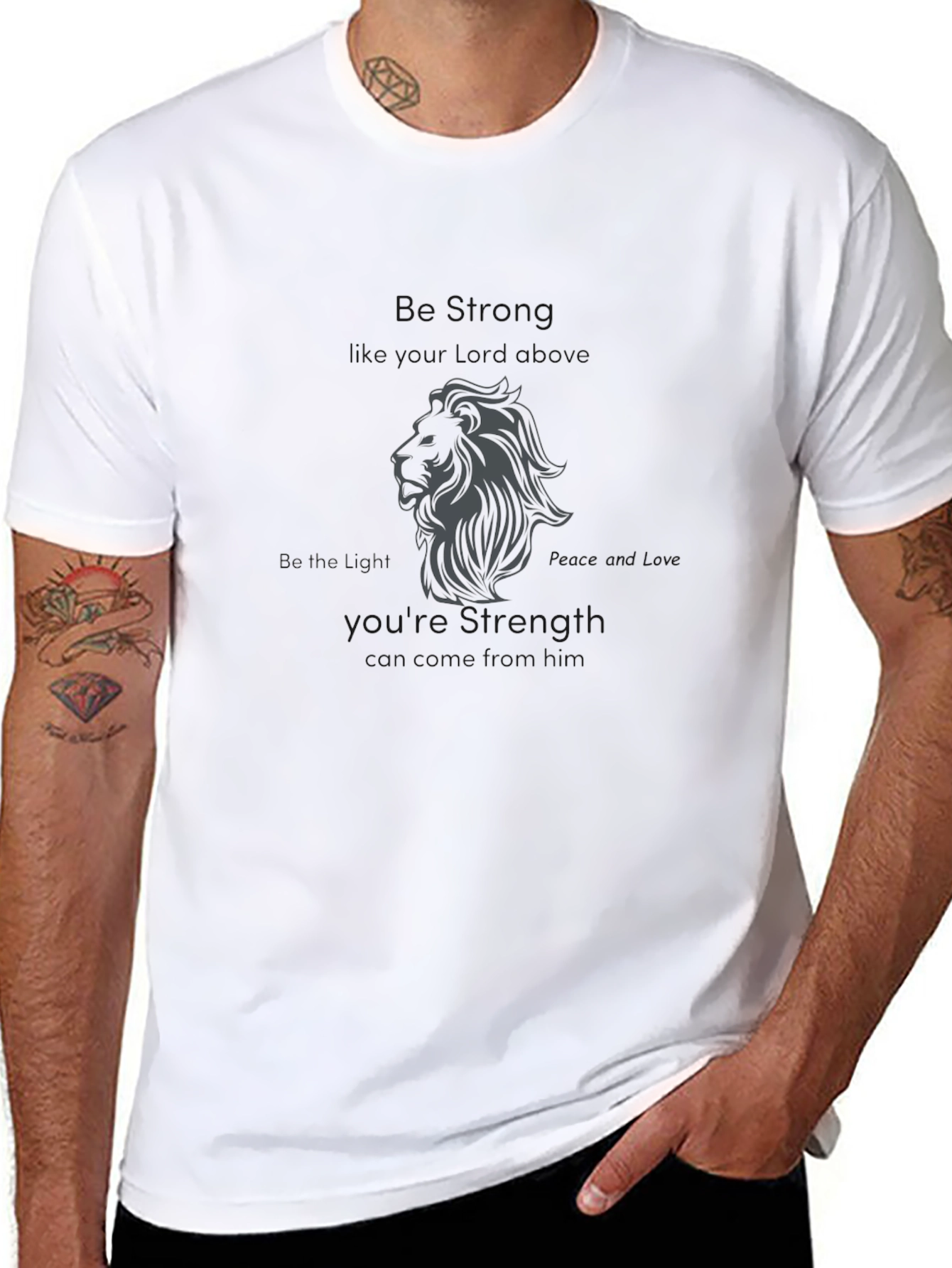 Be Strong Lion Graphic T-Shirt - Black