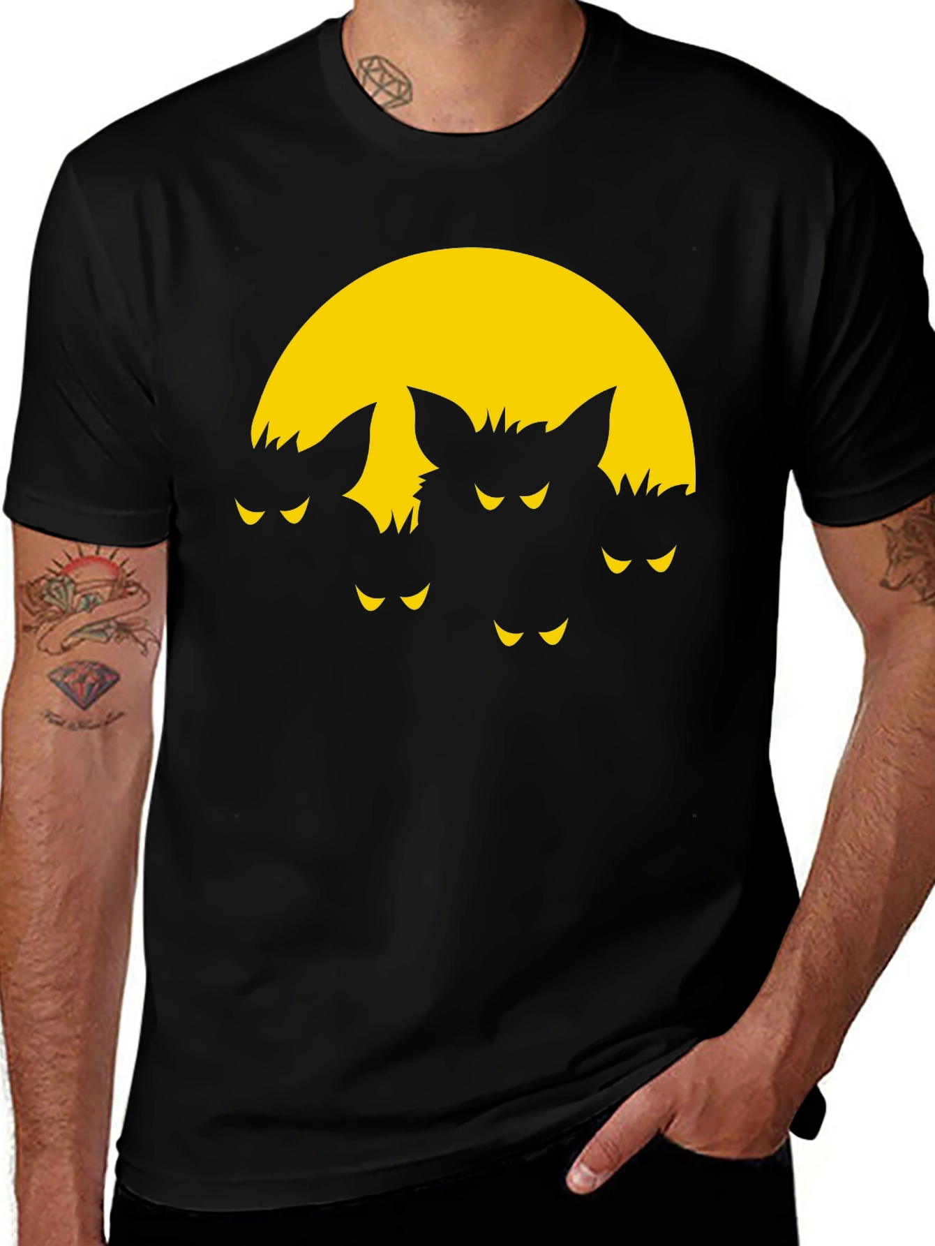 Spooky Bat Moon Graphic T-Shirt