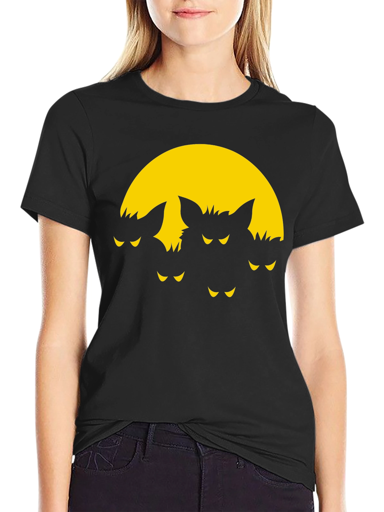 Spooky Bat Moon Graphic T-Shirt