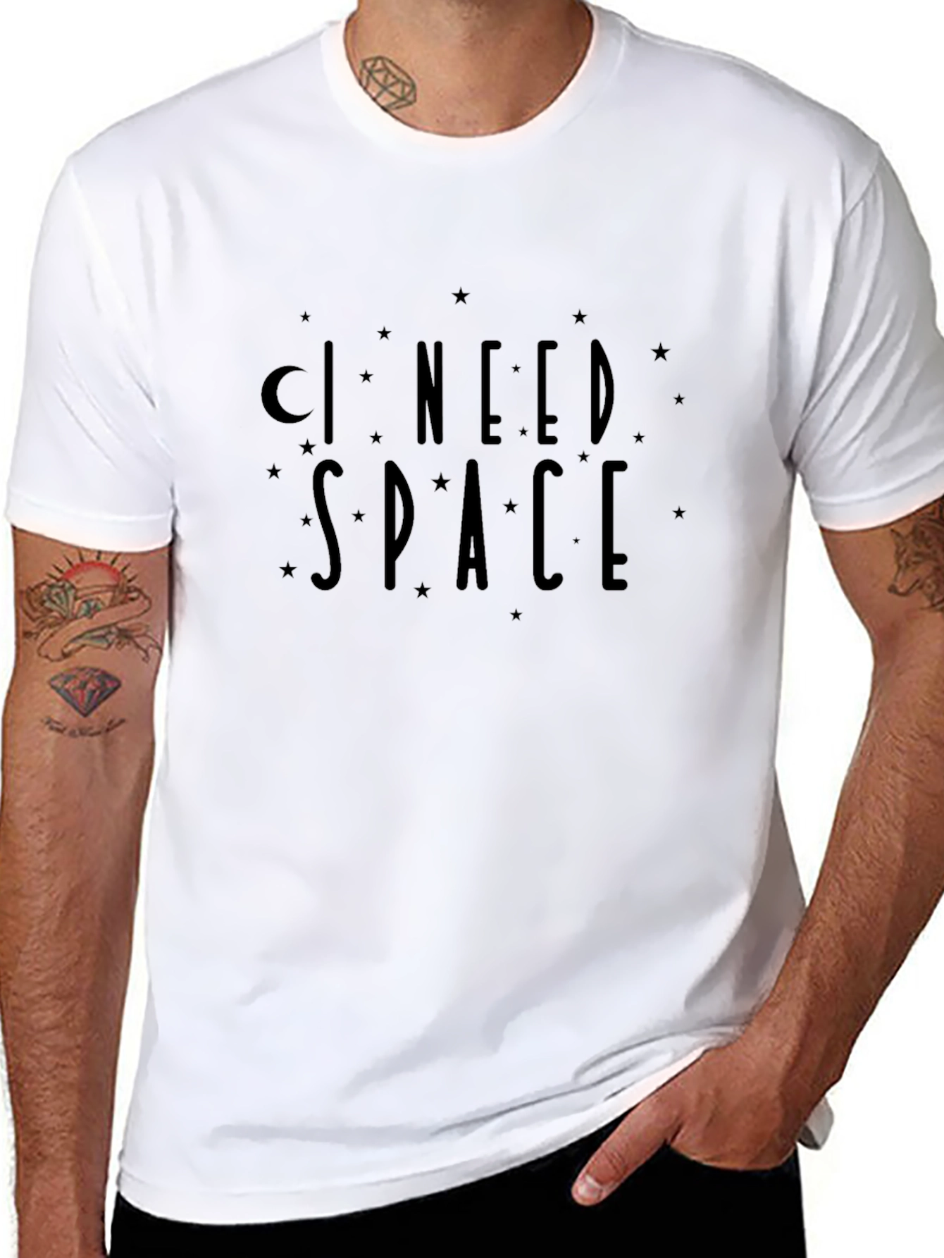 I Need Space Graphic Tee - Black Cotton T-Shirt