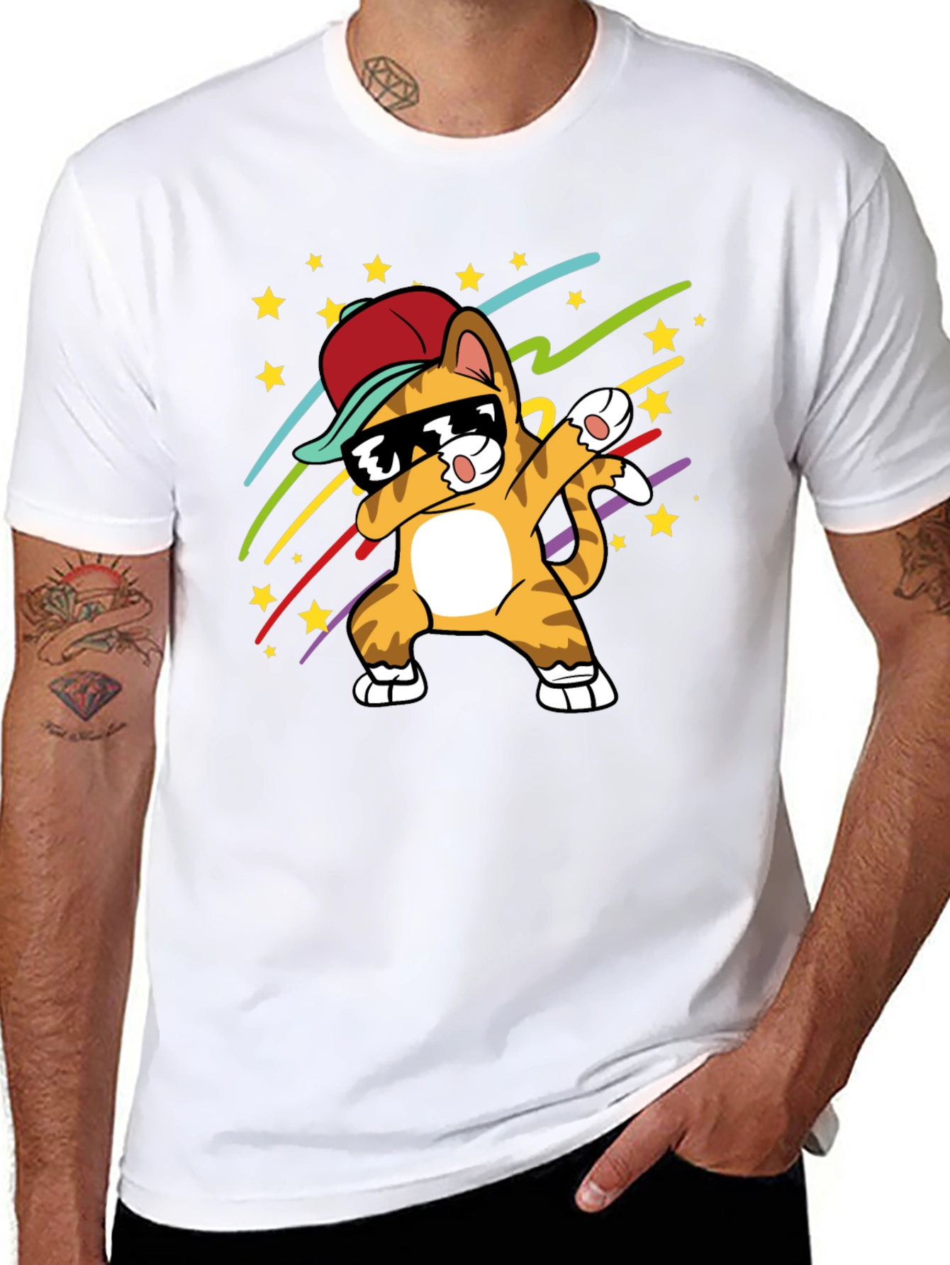 Dabbing Cat T-Shirt - Cool Graphic Tee