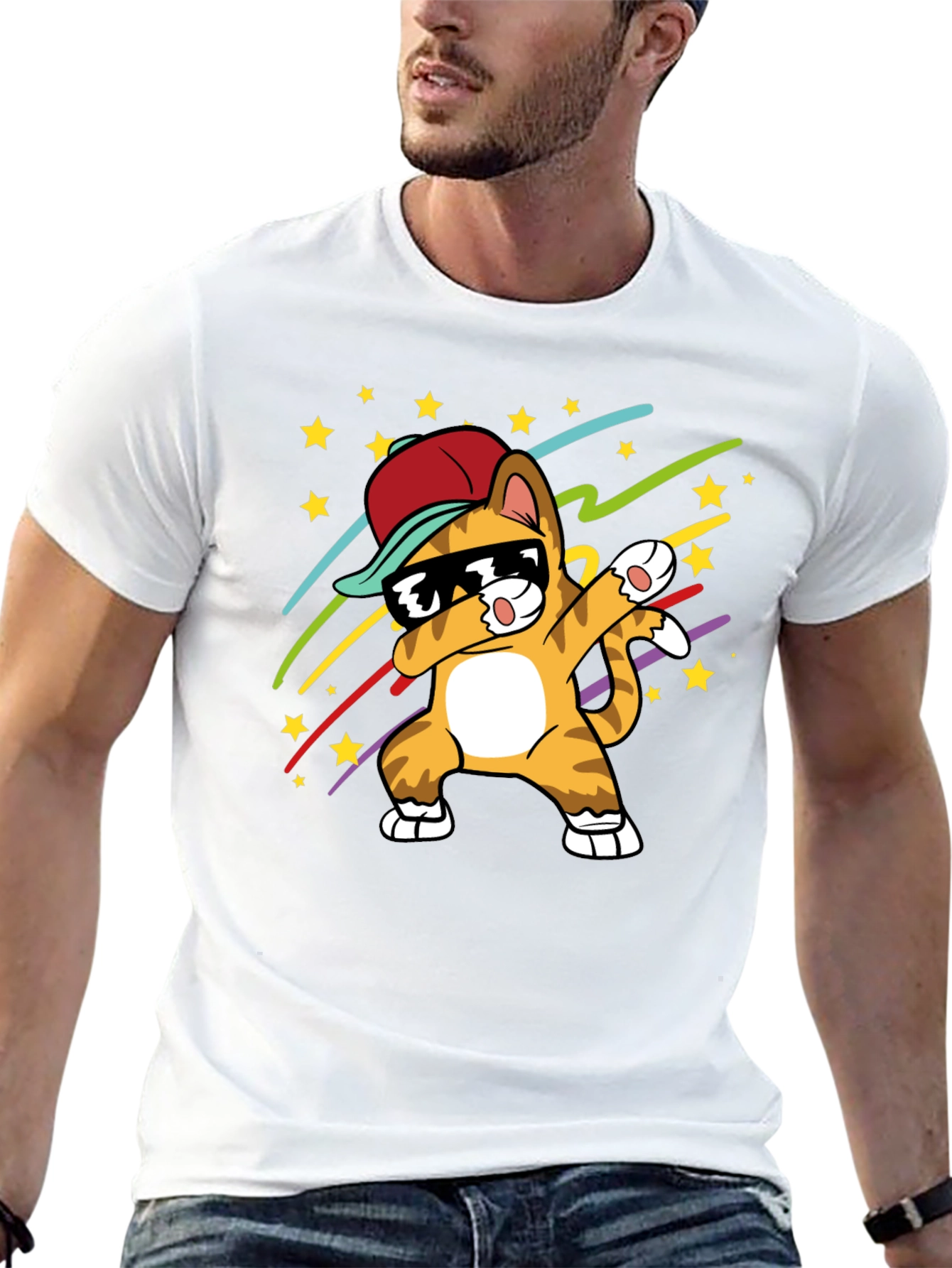 Dabbing Cat T-Shirt - Cool Graphic Tee