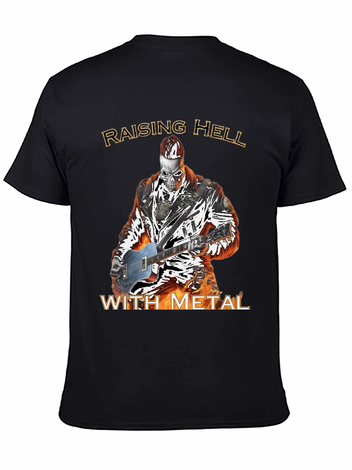 Raising Hell With Metal T-Shirt - Skull Guitarist
