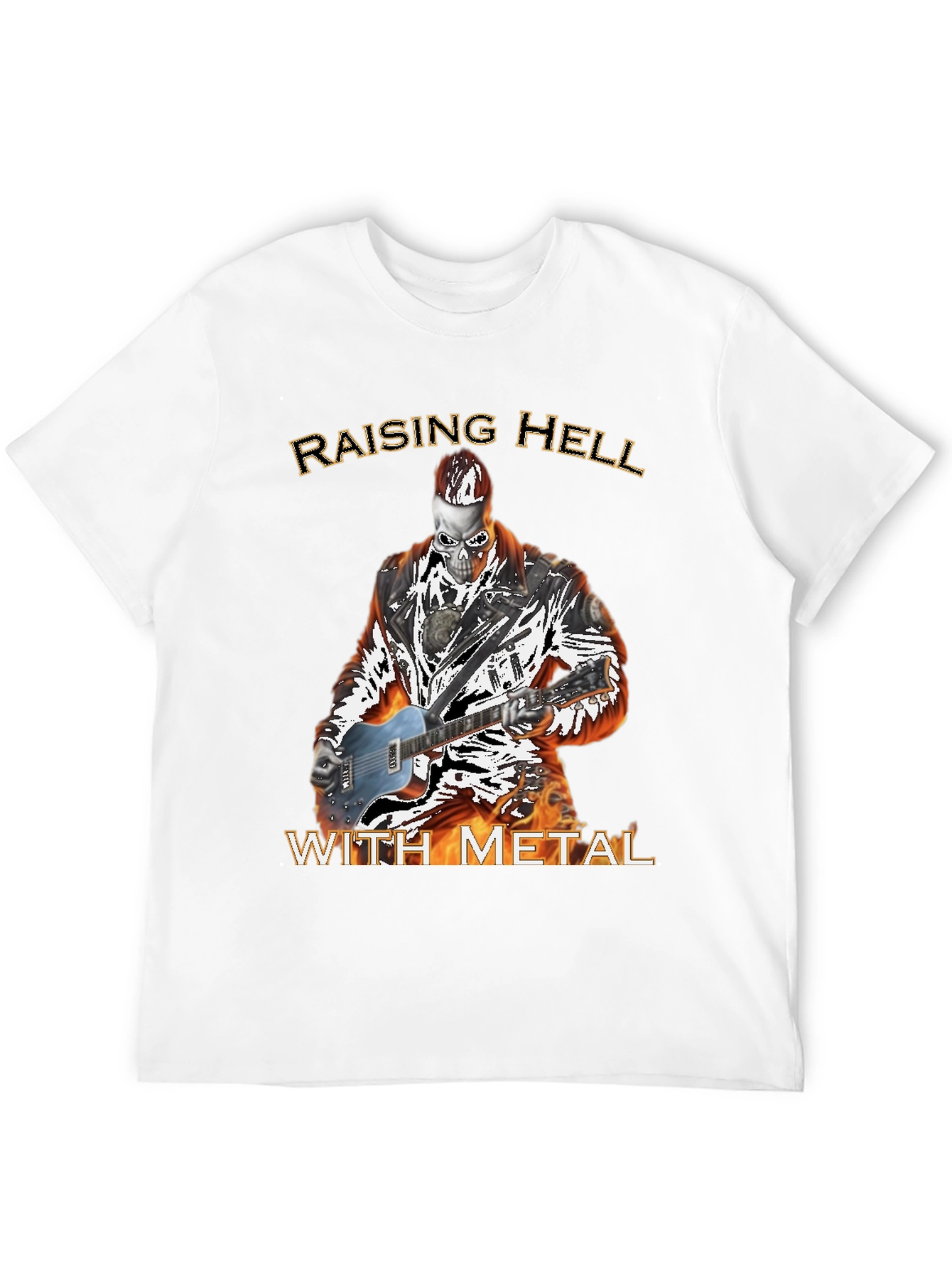 Raising Hell With Metal T-Shirt - Skull Guitarist