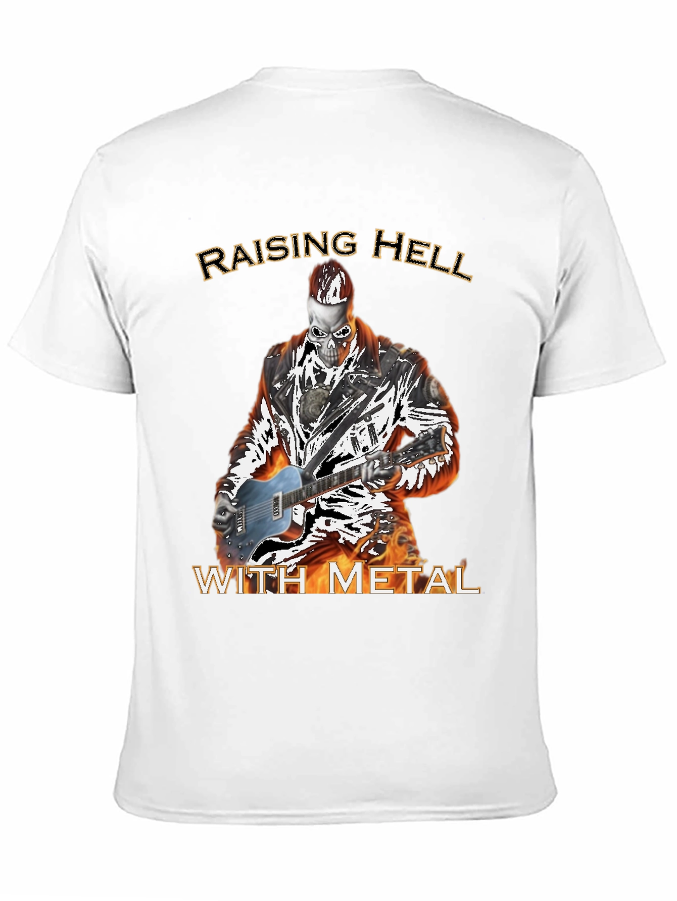 Raising Hell With Metal T-Shirt - Skull Guitarist