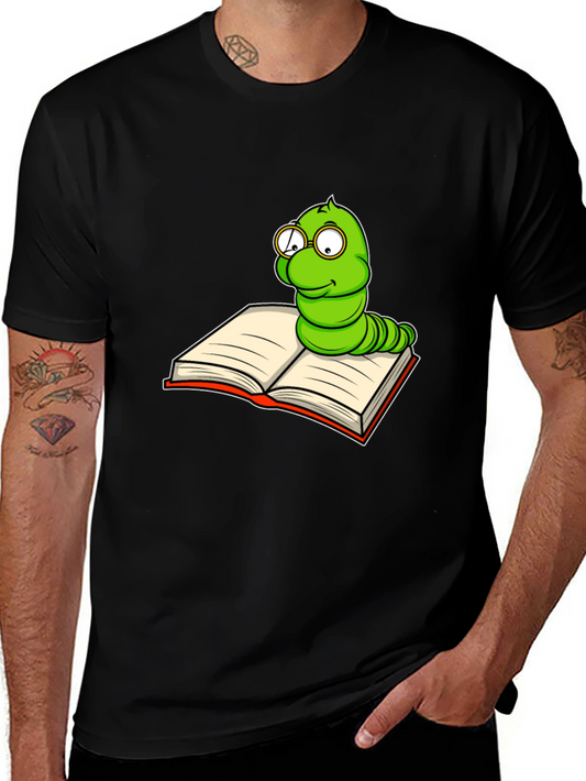 Bookworm Tee - Funny Cartoon Worm Reading T-Shirt