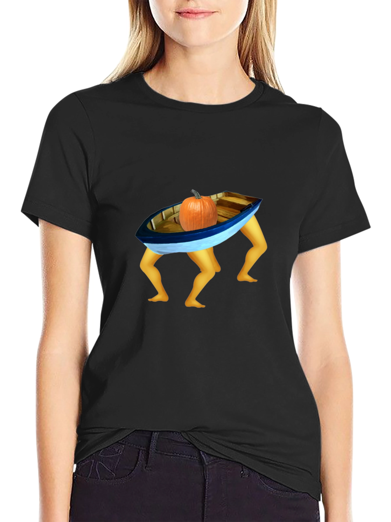 Funny Pumpkin Boat Legs T-Shirt