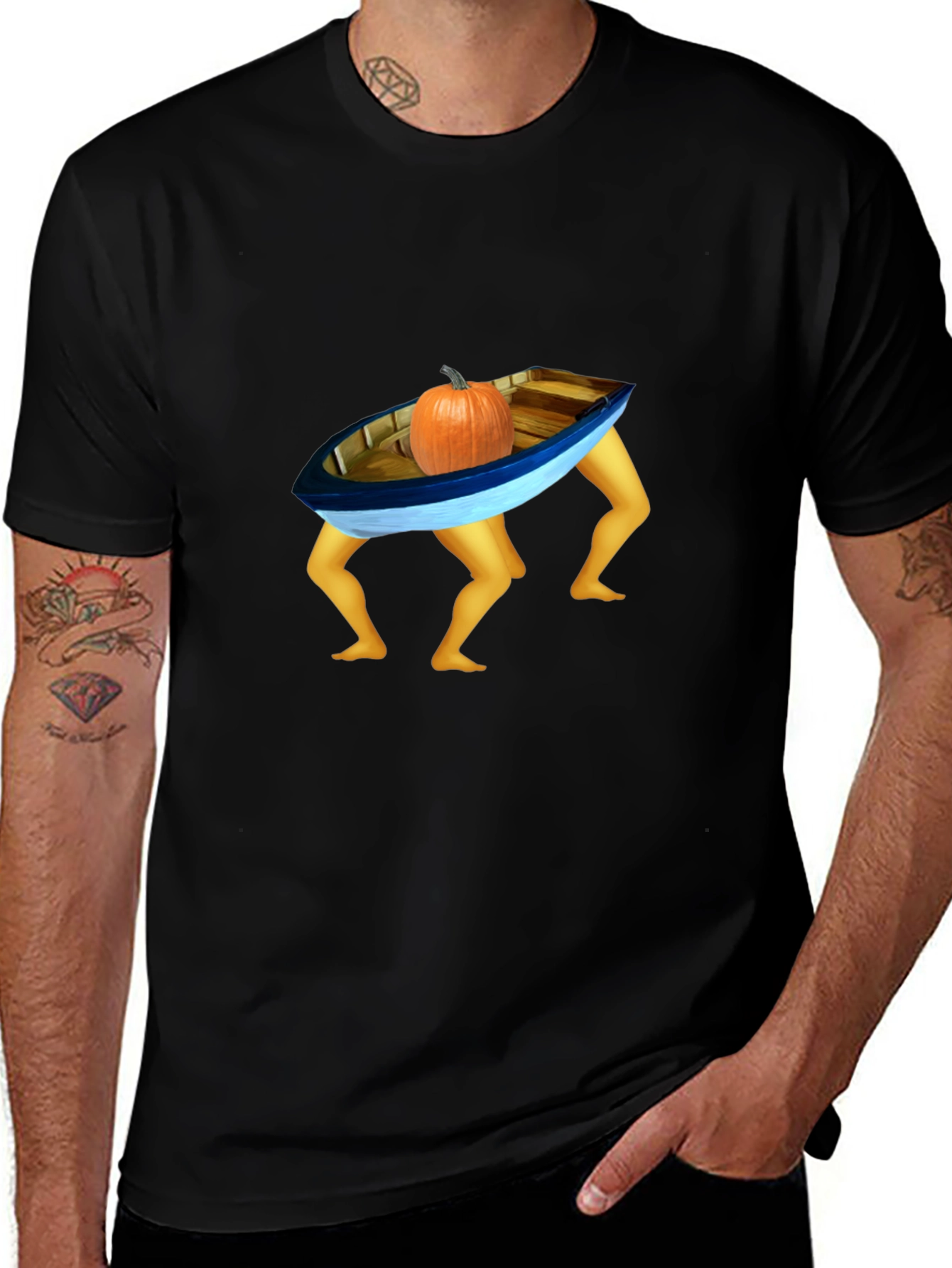 Funny Pumpkin Boat Legs T-Shirt