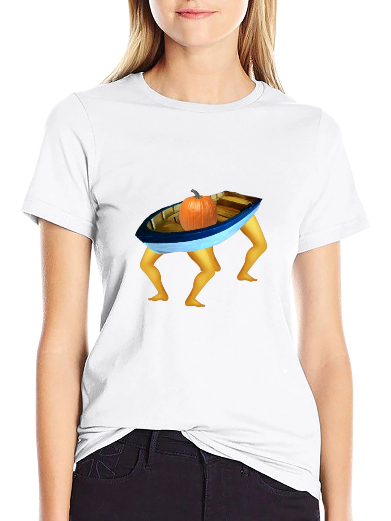 Funny Pumpkin Boat Legs T-Shirt