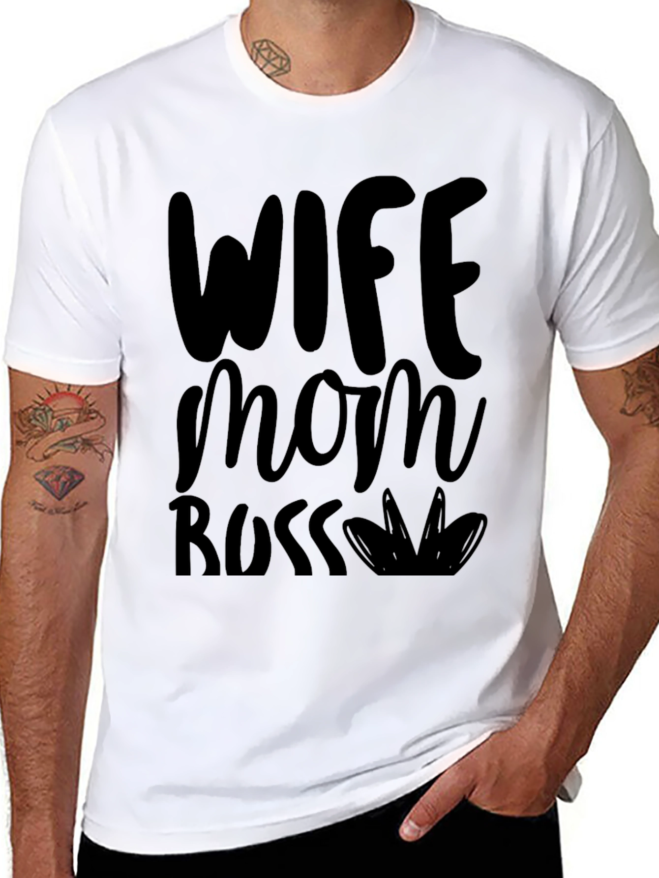 Wife Mom Boss Graphic Tee - Stylish Black T-Shirt