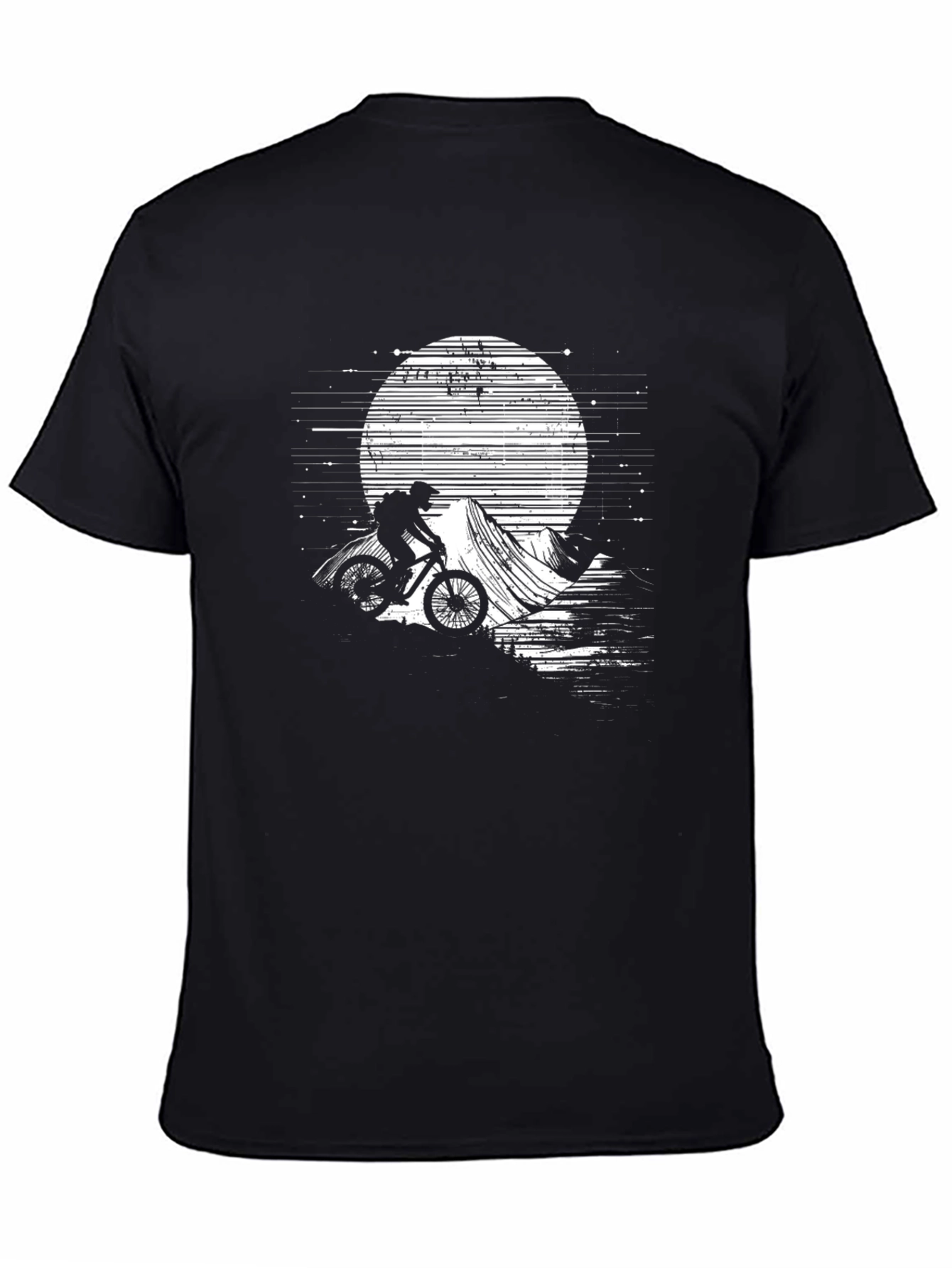 Mountain Biker Moon Graphic Tee - Black
