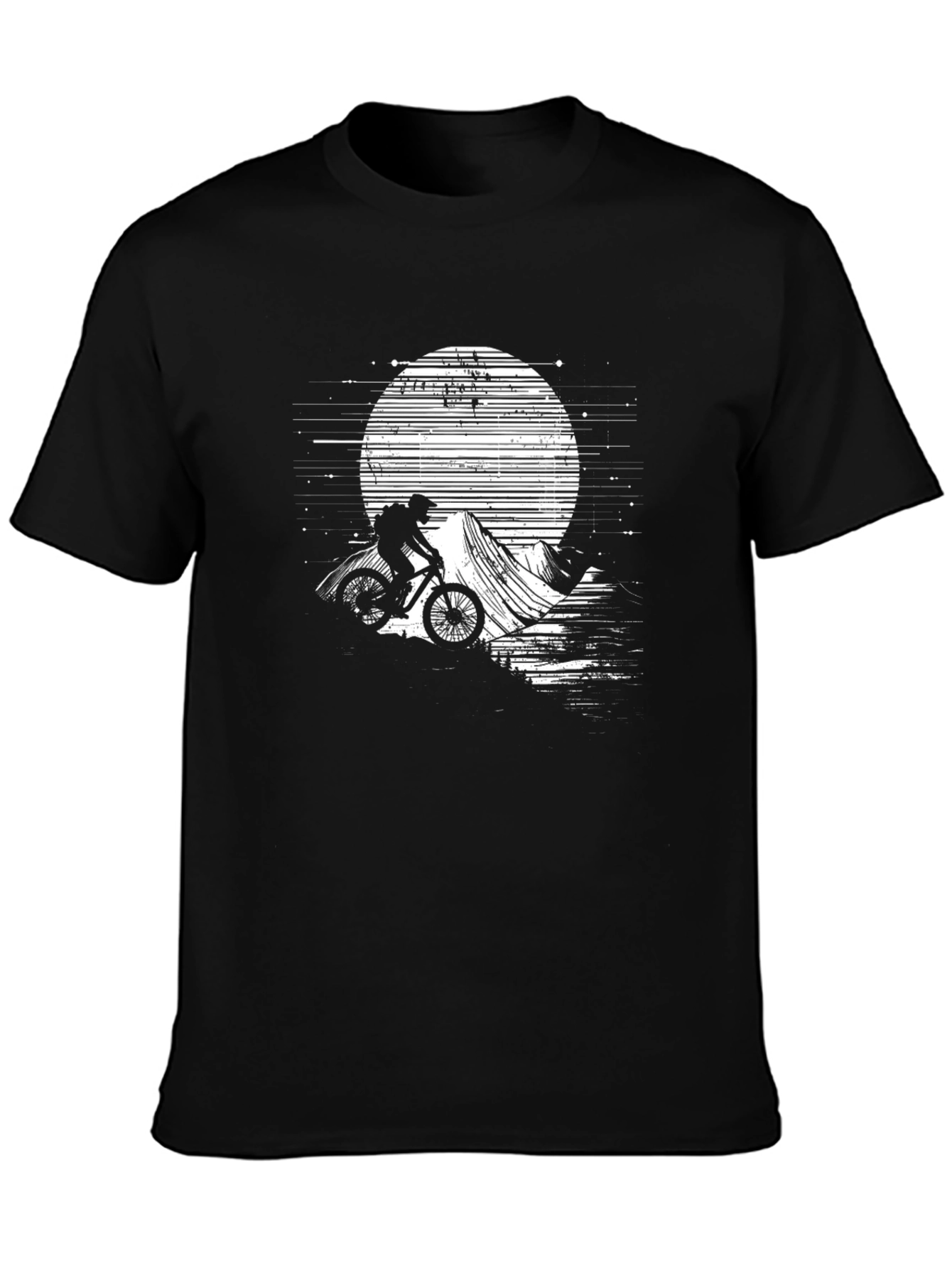 Mountain Biker Moon Graphic Tee - Black