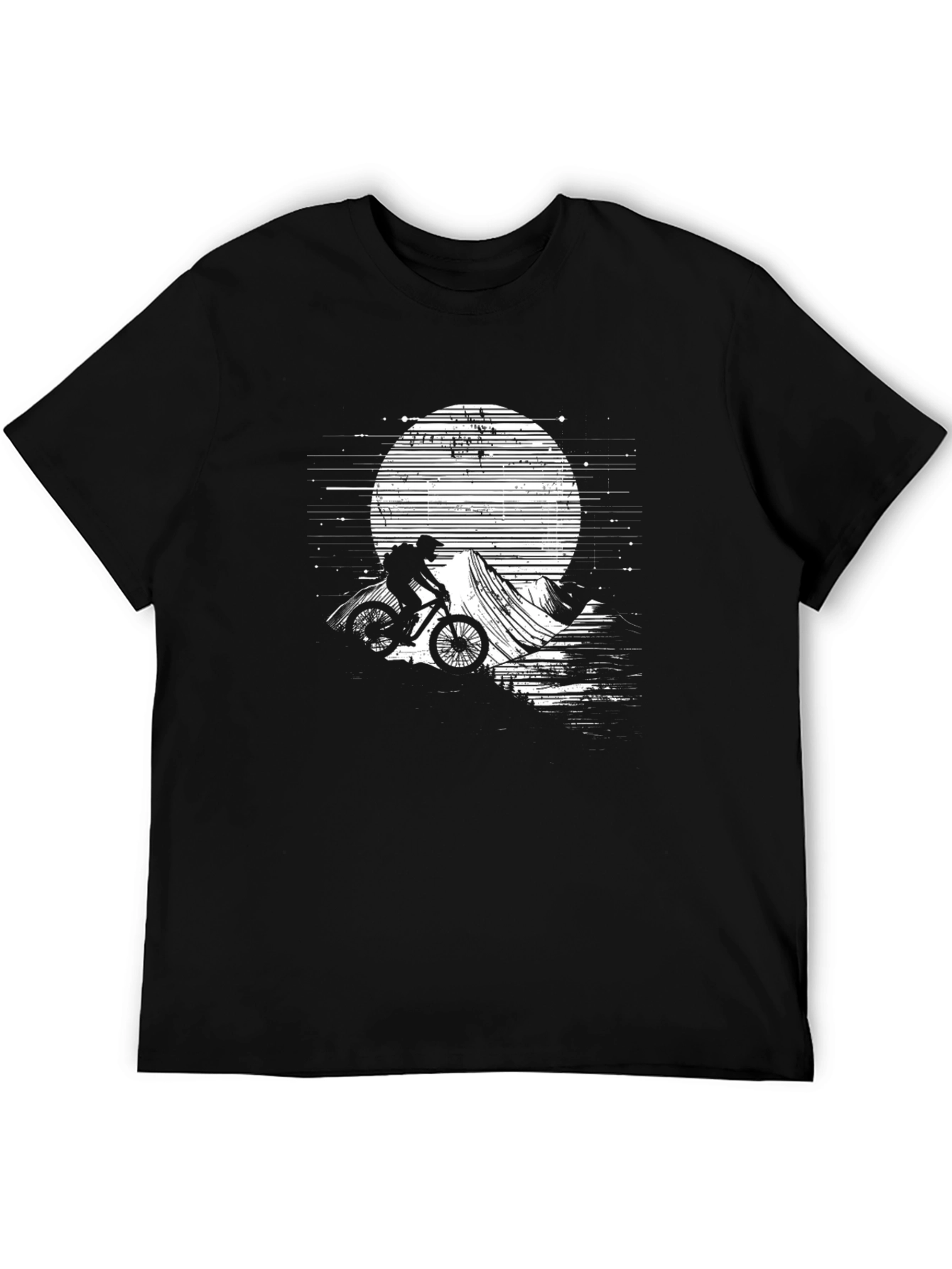 Mountain Biker Moon Graphic Tee - Black