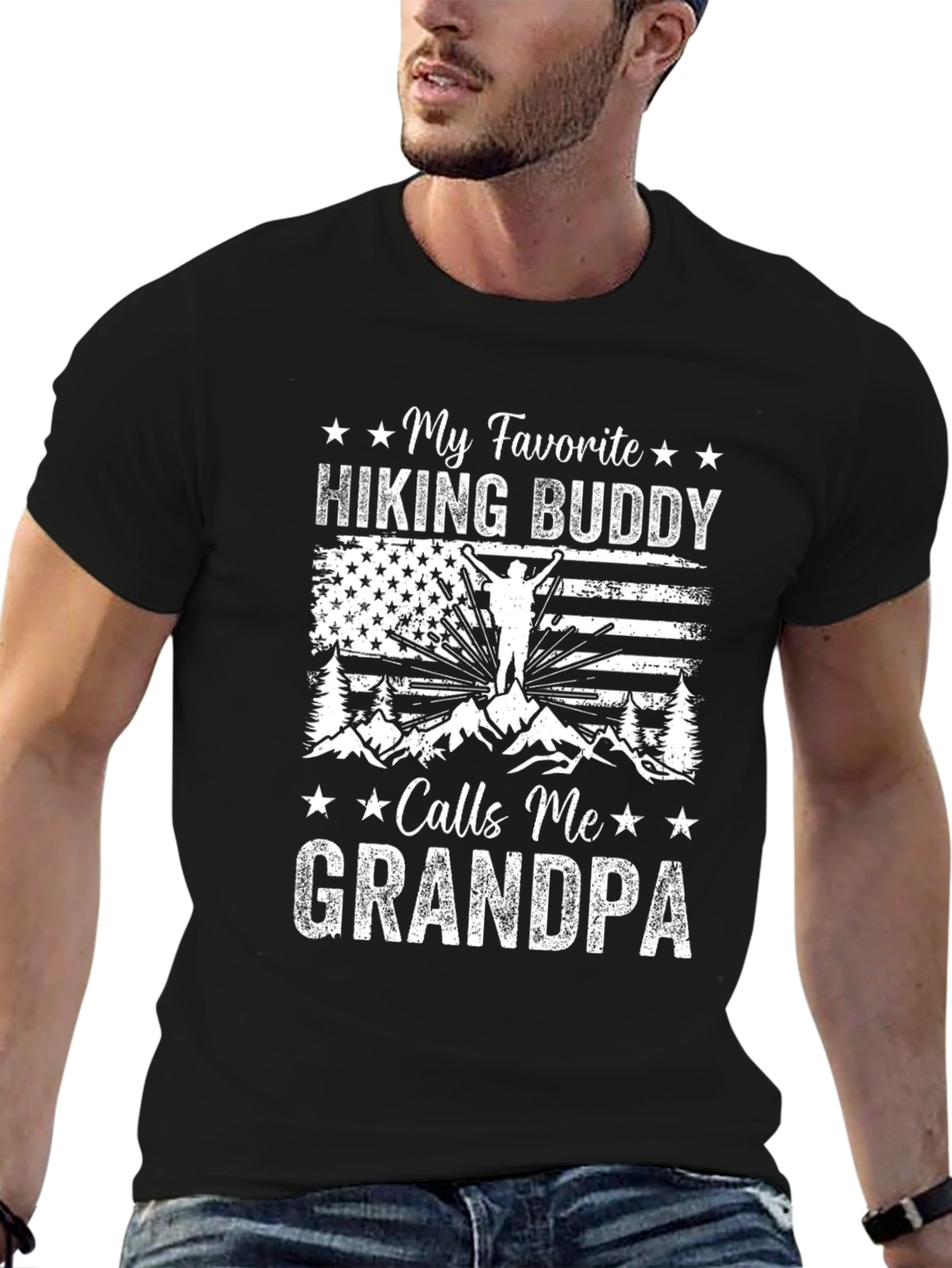 Hiking Buddy Grandpa Tee - Black