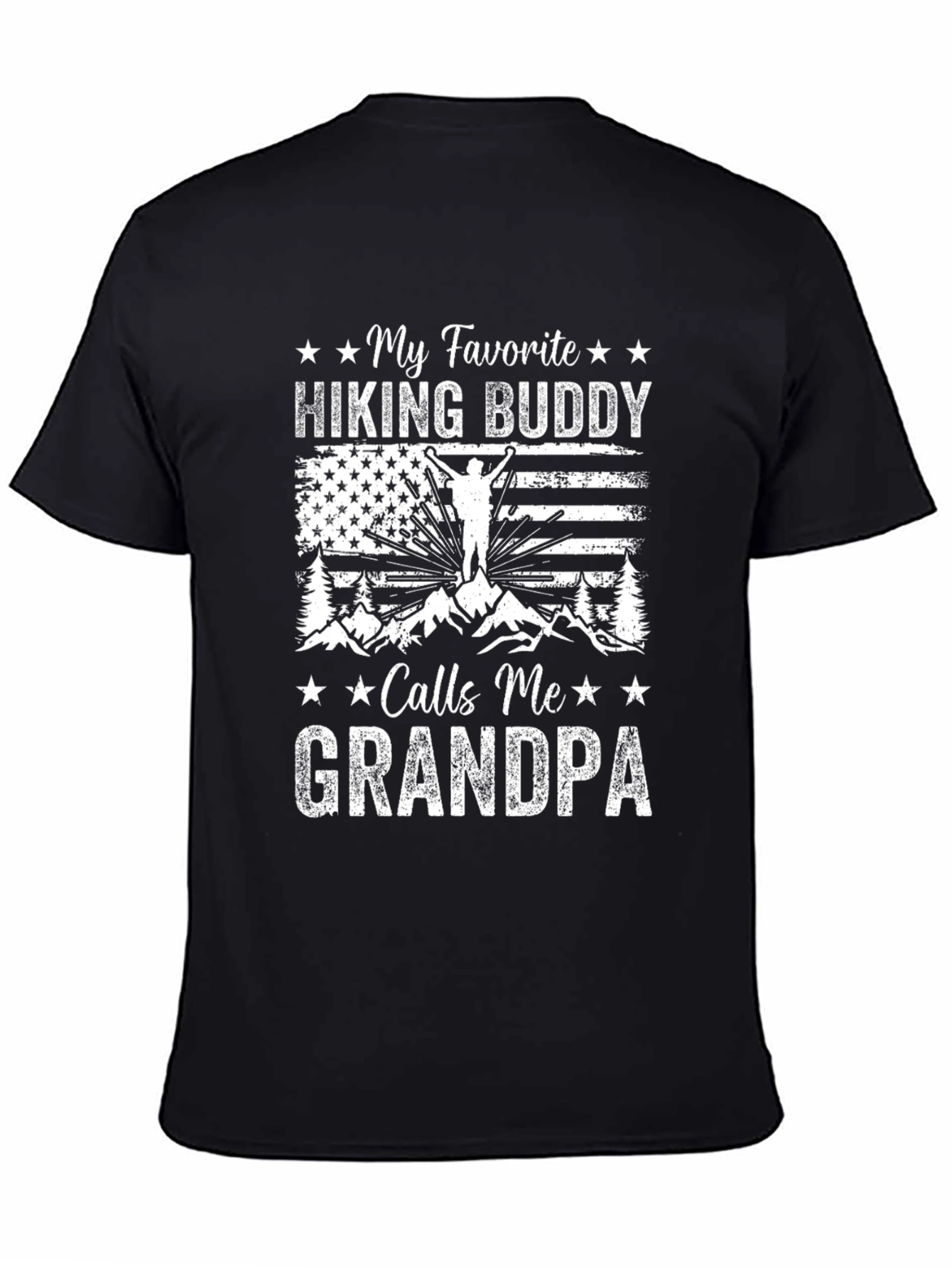 Hiking Buddy Grandpa Tee - Black