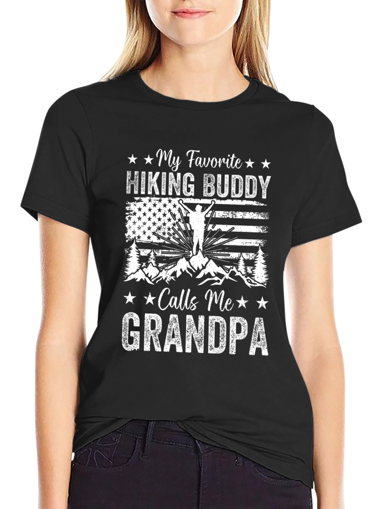 Hiking Buddy Grandpa Tee - Black