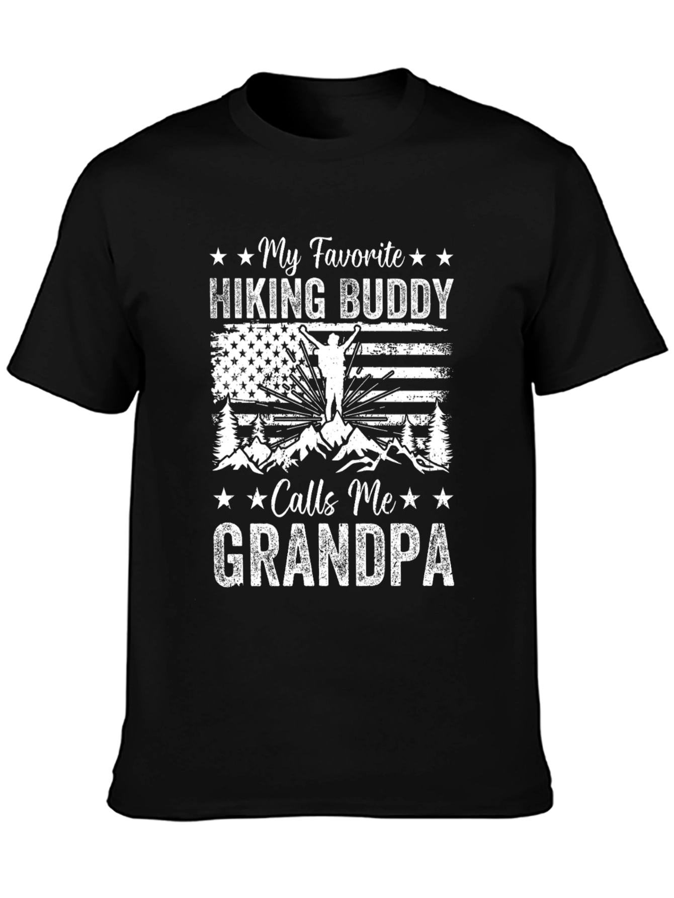 Hiking Buddy Grandpa Tee - Black