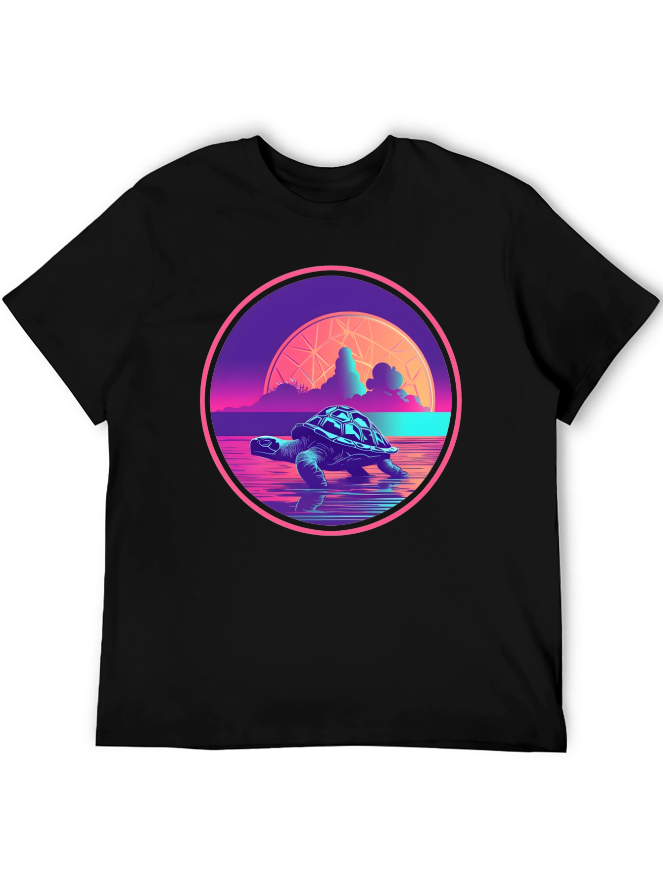 Retro Turtle T-Shirt - Synthwave Ocean Design