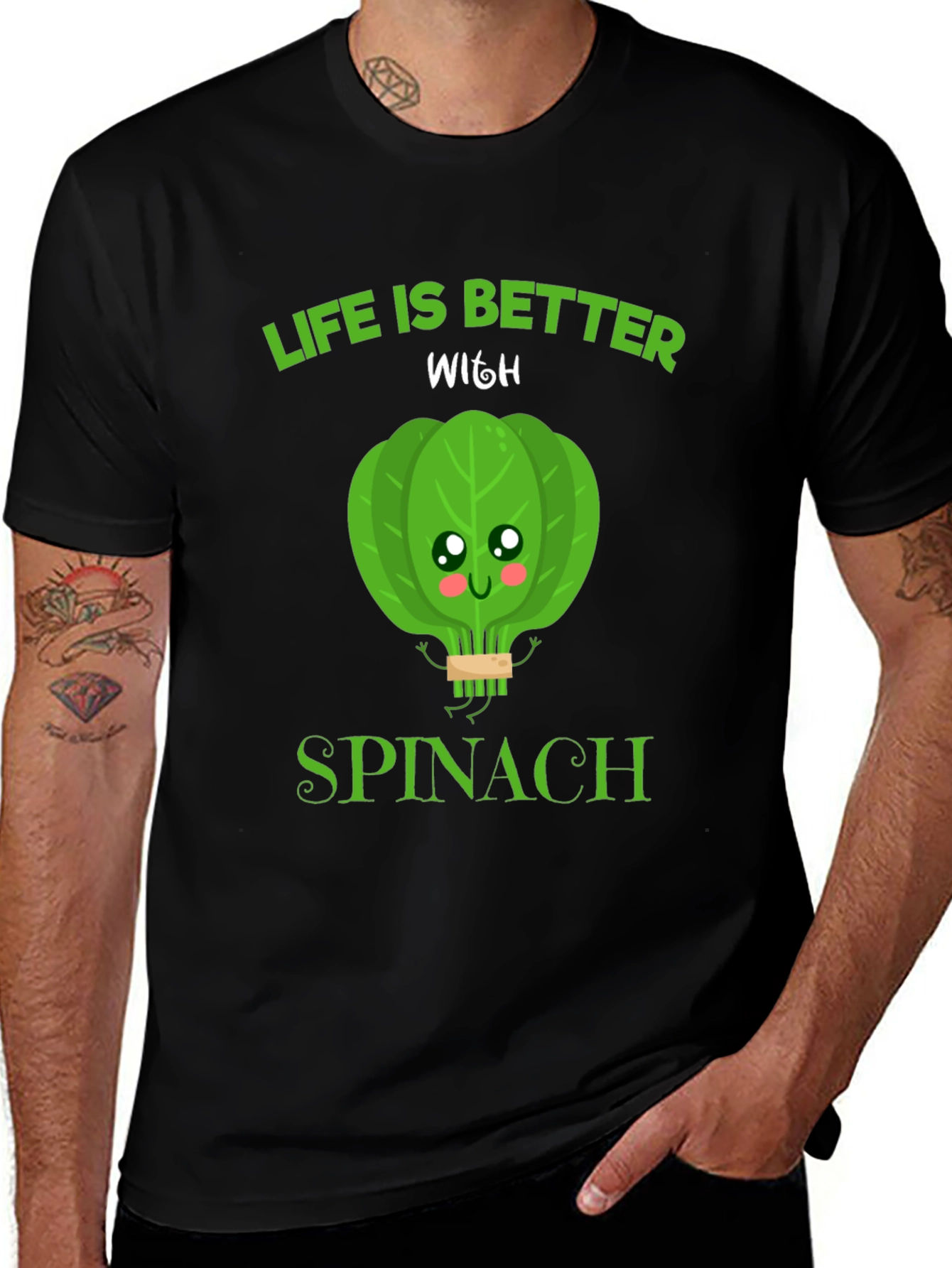 Life Is Better With Spinach Funny Graphic Tee