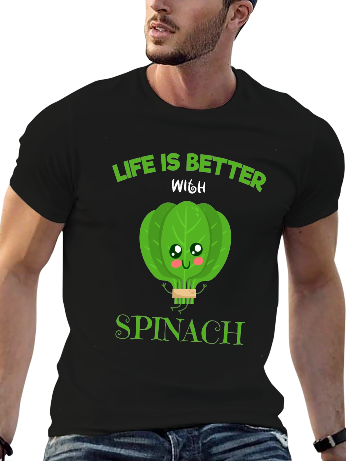 Life Is Better With Spinach Funny Graphic Tee