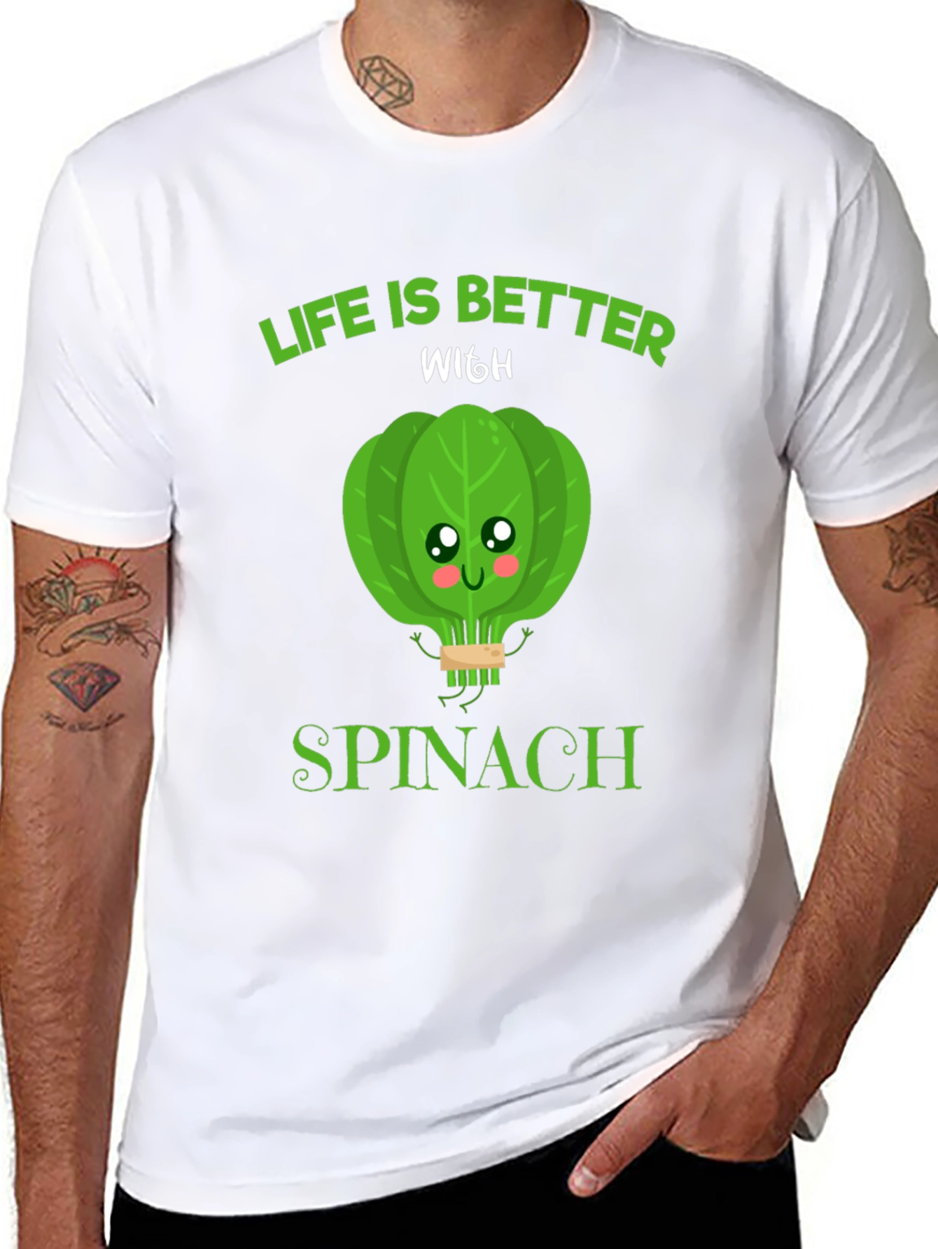 Life Is Better With Spinach Funny Graphic Tee