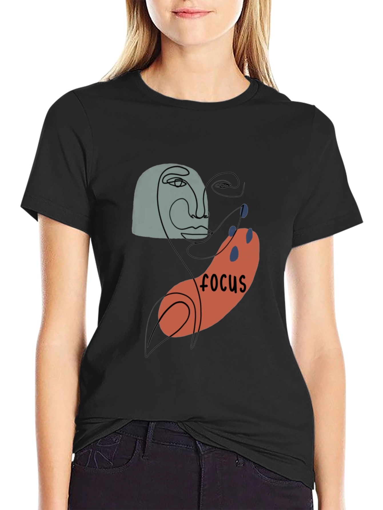 Abstract Focus Graphic Black T-Shirt